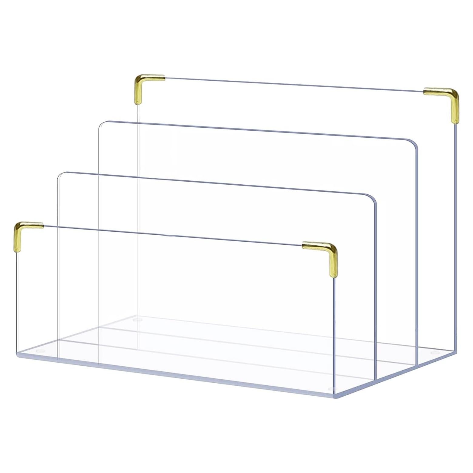 Organizador de Escritorio Acrílico LUXE 3 Secciones Dorado