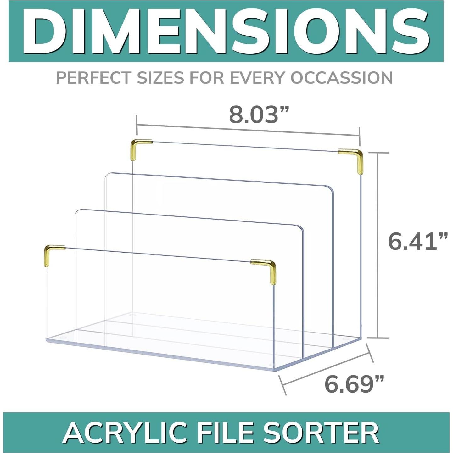 Organizador de Escritorio Acrílico LUXE 3 Secciones Dorado