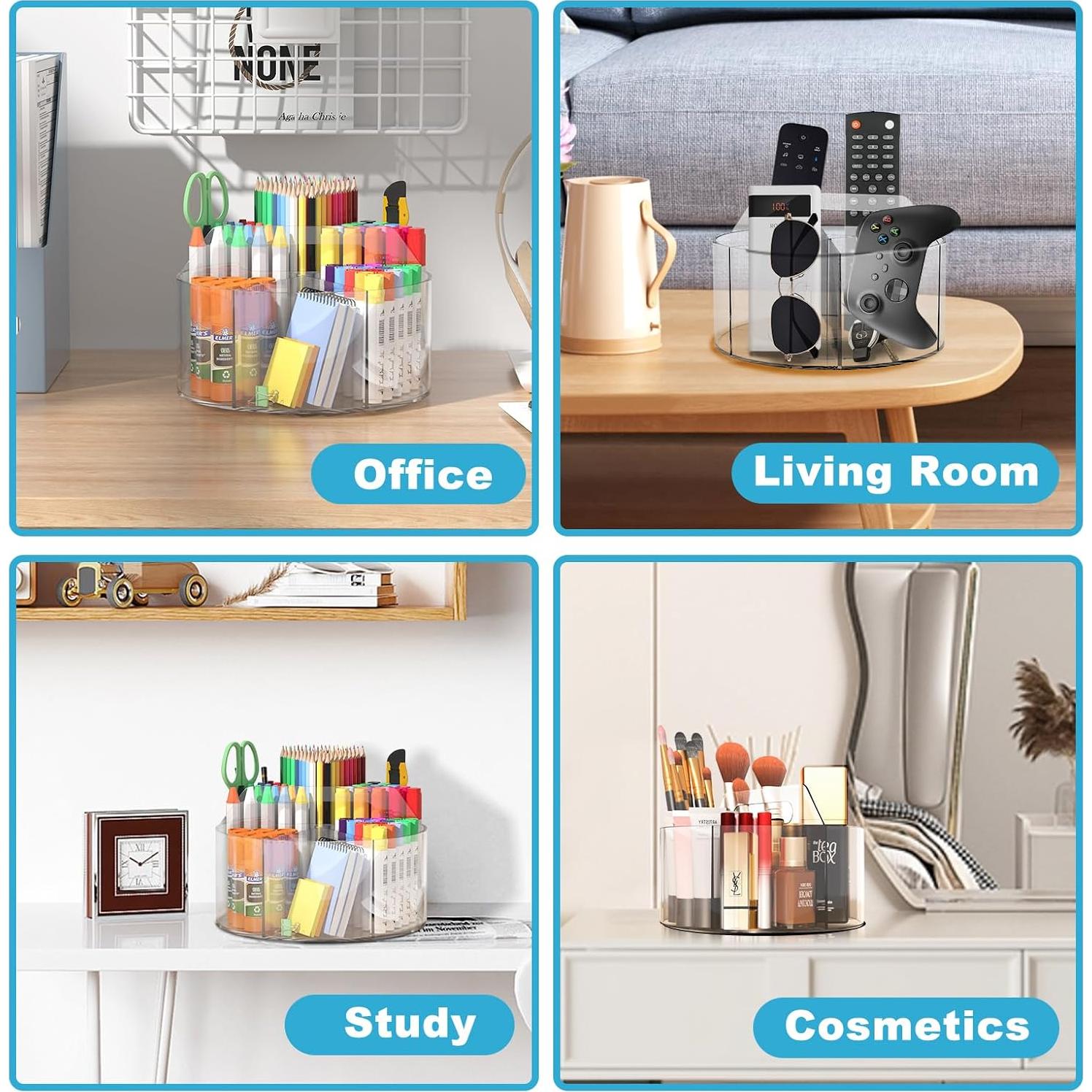 Organizador de Escritorio Acrílico Wawocs 360° Transparente 19cm