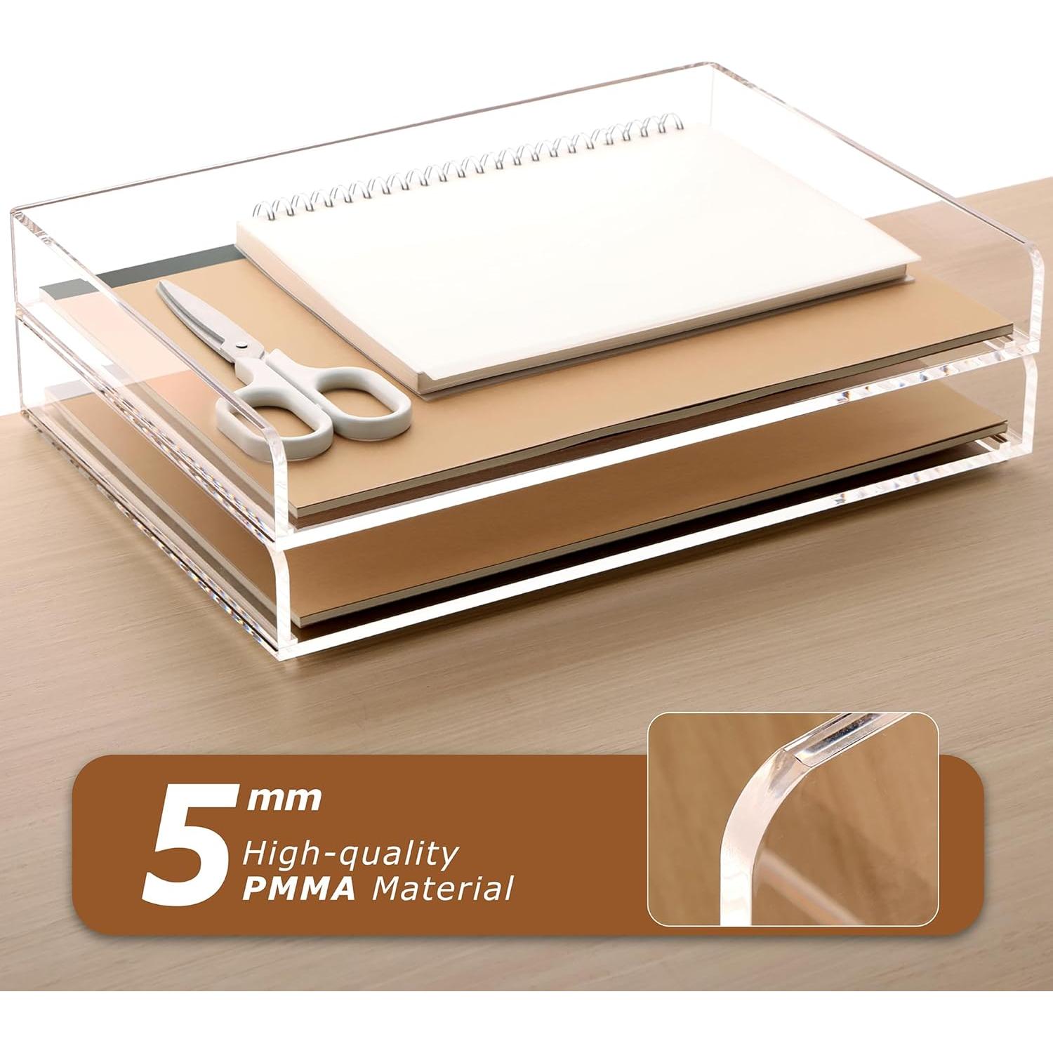 Bandeja apilable de acrílico SANRUI - 2 niveles A4 31.5x22.5cm