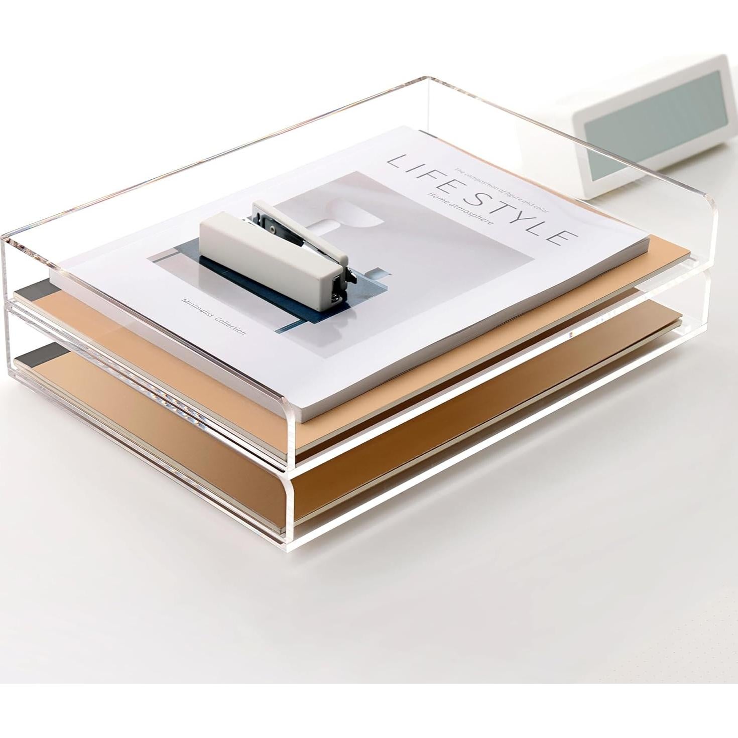 Bandeja apilable de acrílico SANRUI - 2 niveles A4 31.5x22.5cm