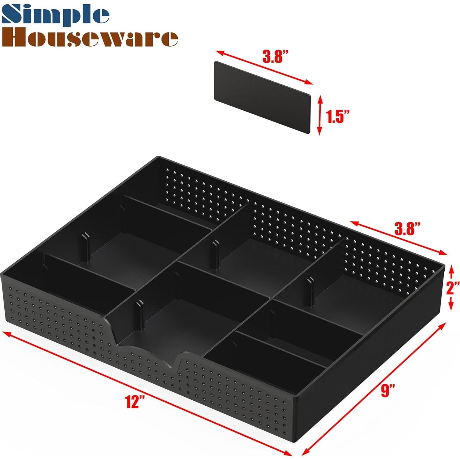 Organizador de Cajones Simple Houseware 9 Compartimentos Negro