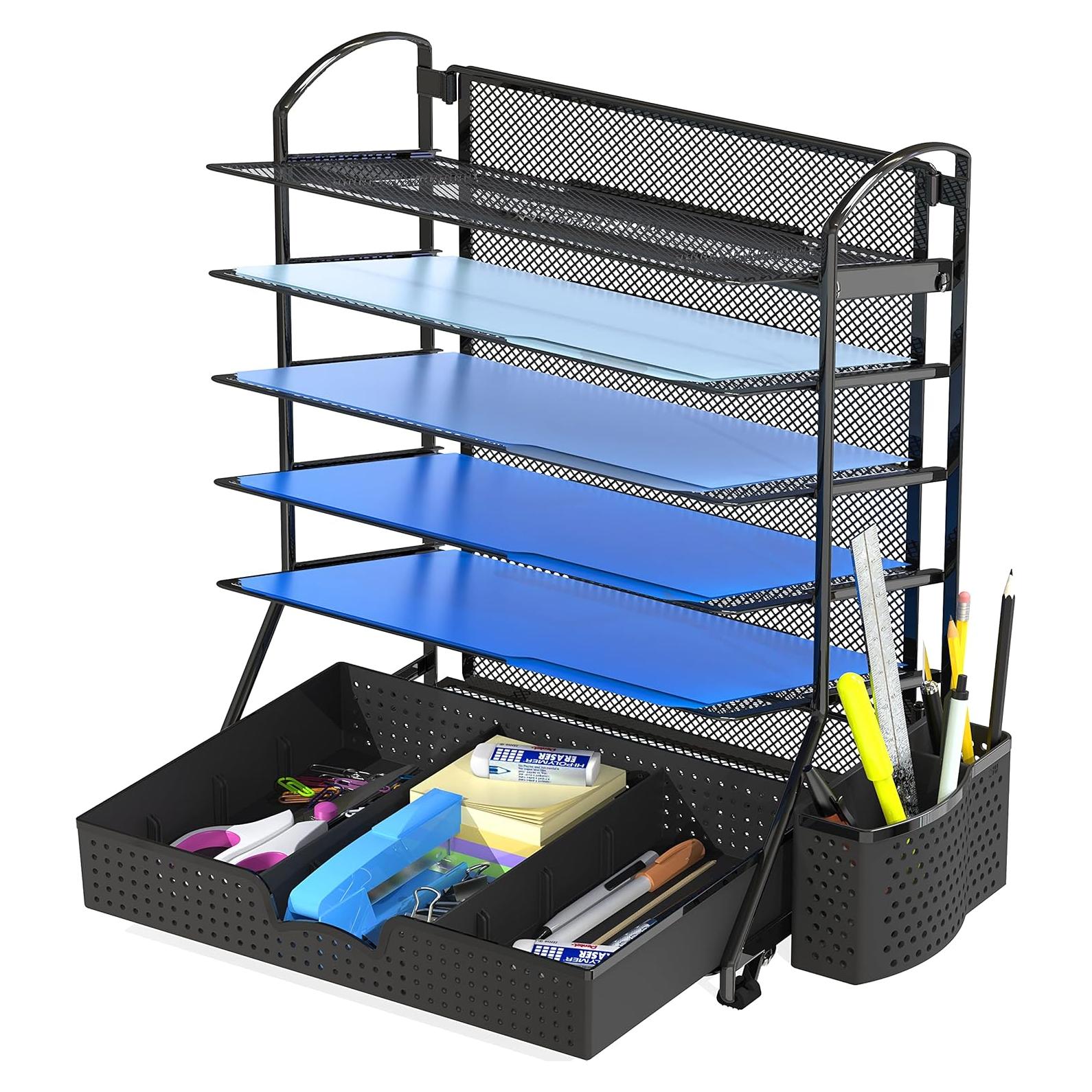 Organizador de Archivos de Escritorio Simple Houseware 6 Niveles Negro