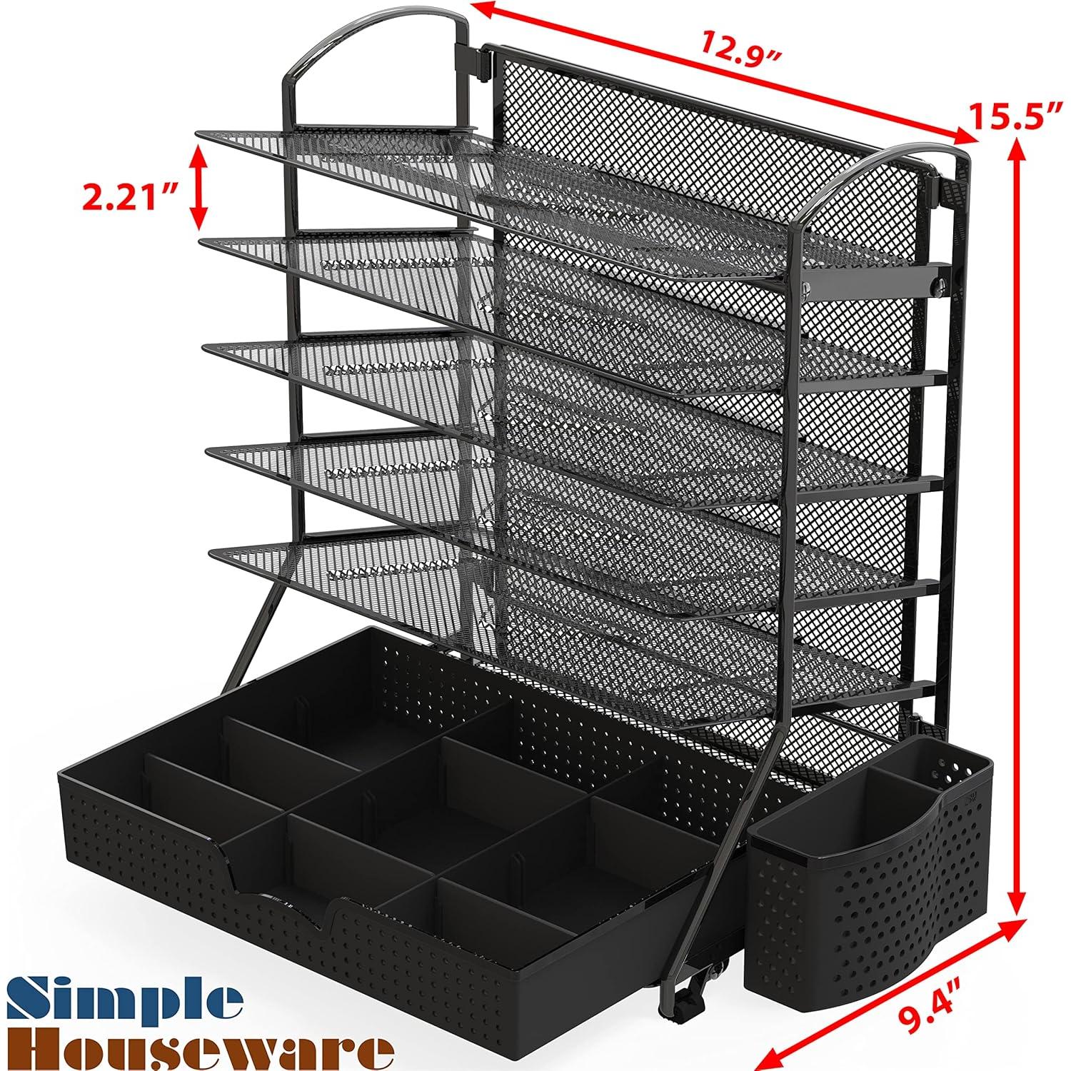 Organizador de Archivos de Escritorio Simple Houseware 6 Niveles Negro