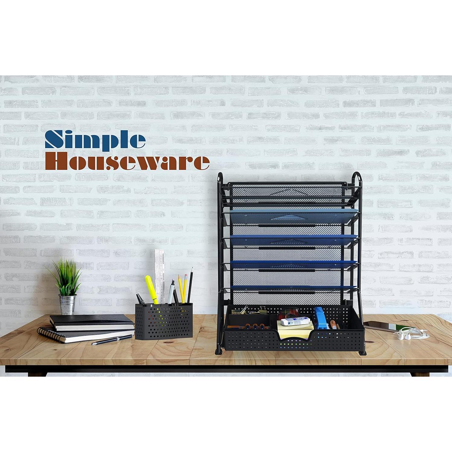 Organizador de Archivos de Escritorio Simple Houseware 6 Niveles Negro