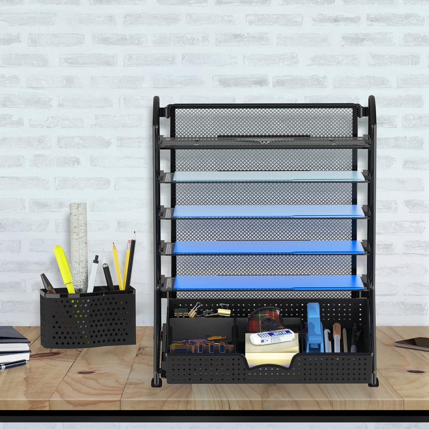 Organizador de Archivos de Escritorio Simple Houseware 6 Niveles Negro