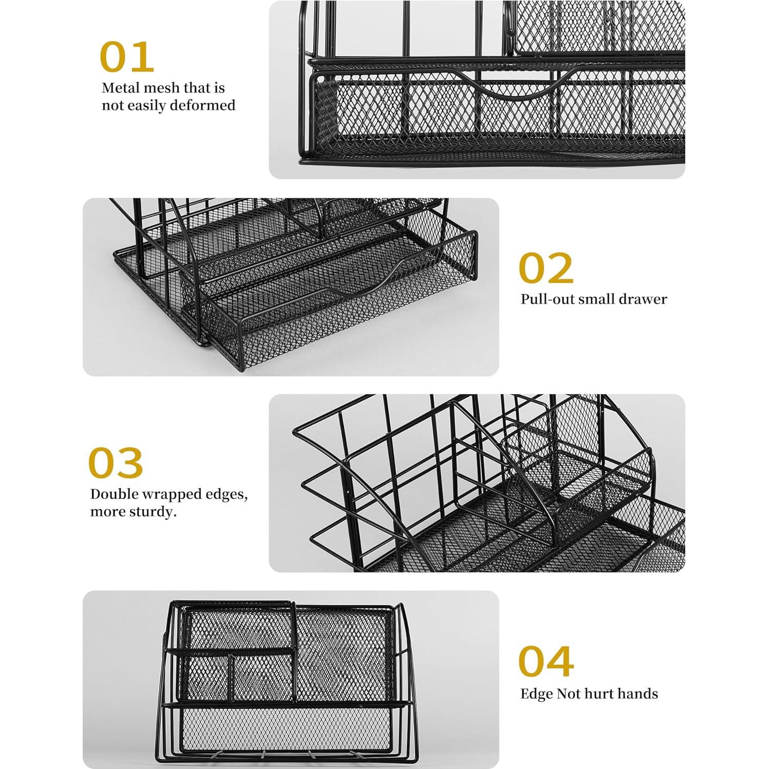 Organizador de Escritorio AOFUXTI Negro con Suministros Completo