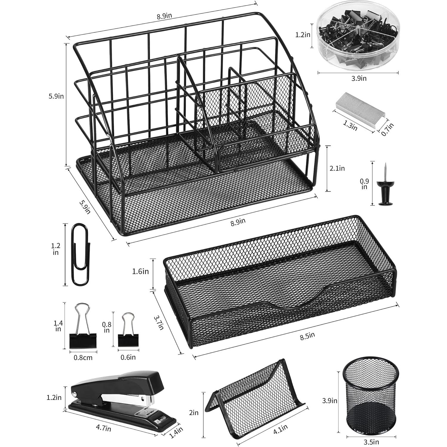 Organizador de Escritorio AOFUXTI Negro con Suministros Completo