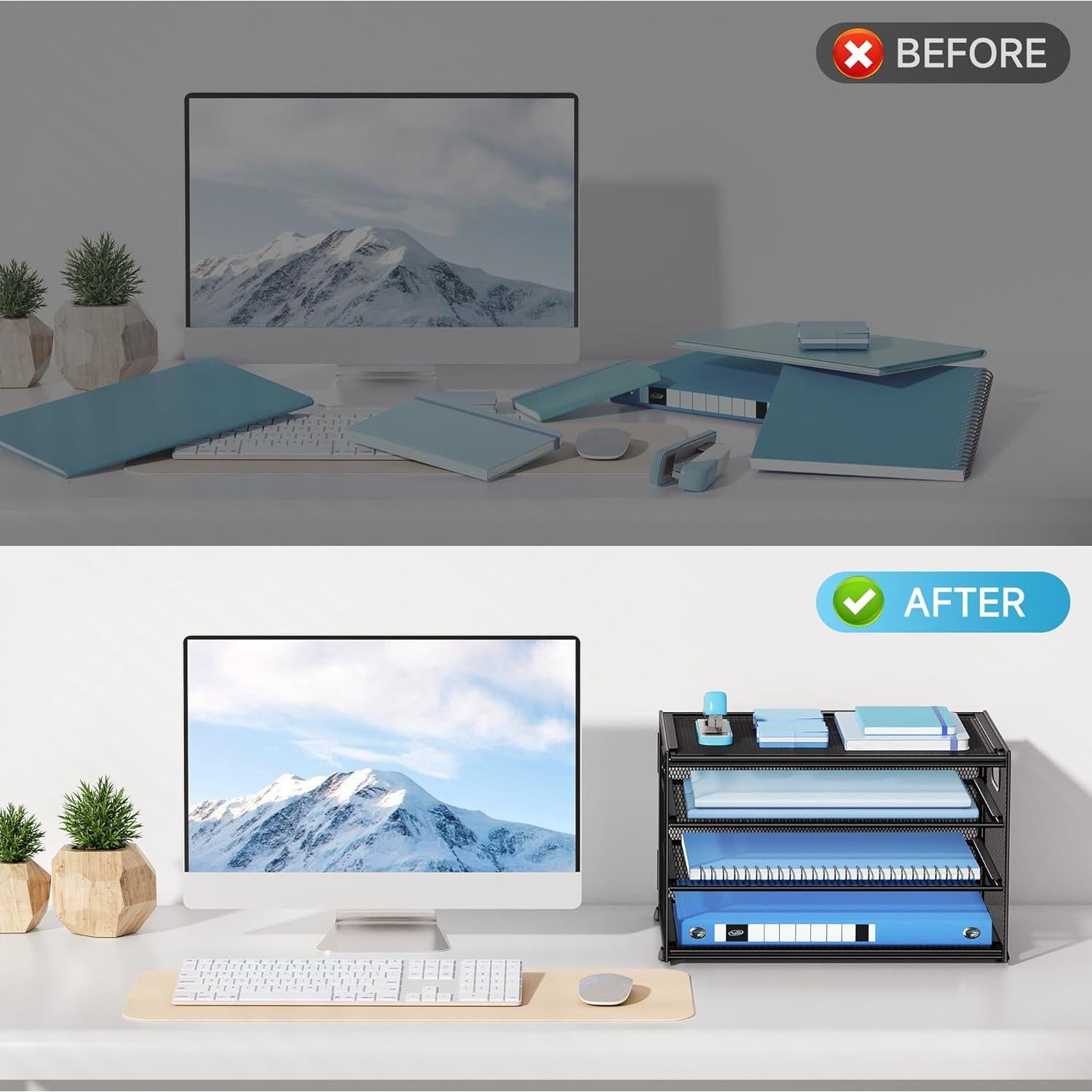 Organizador de Escritorio Lavatino 3 Niveles Metal Negro