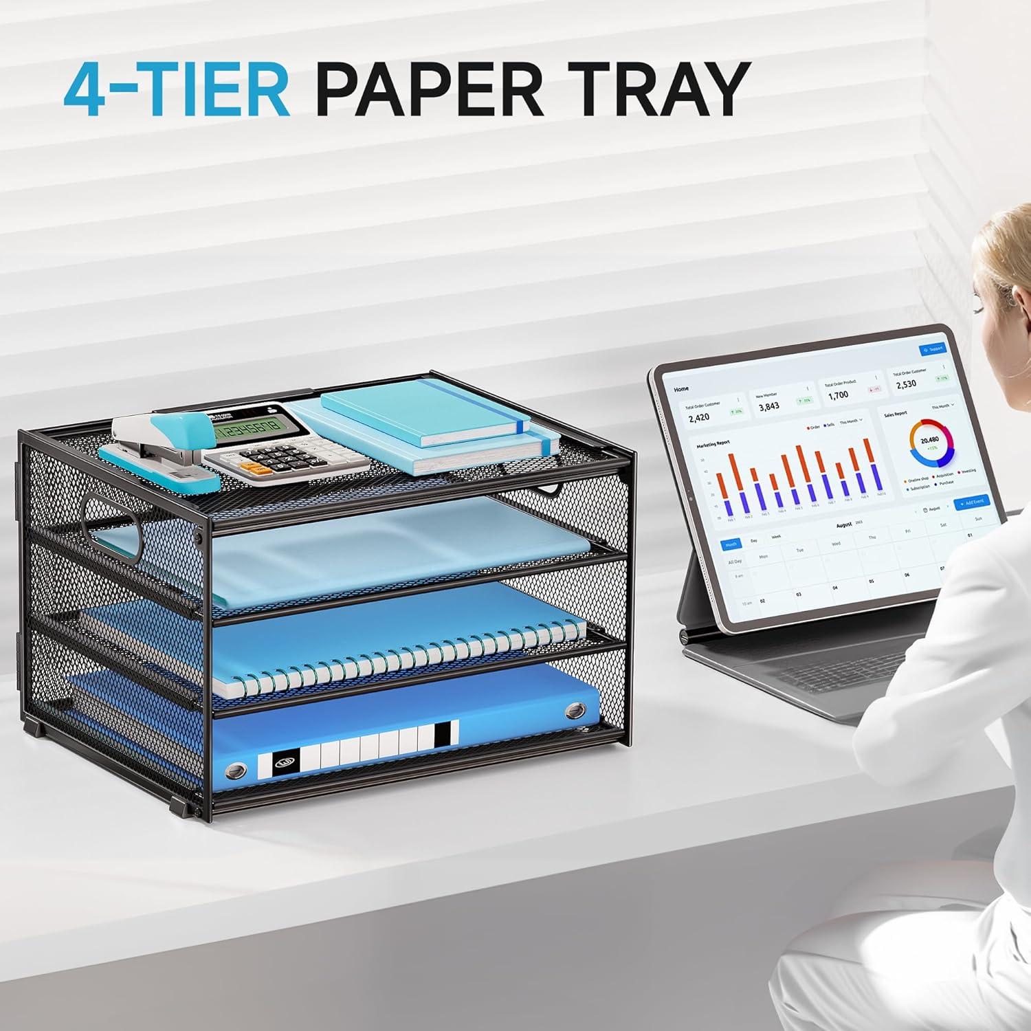 Organizador de Escritorio Lavatino 3 Niveles Metal Negro