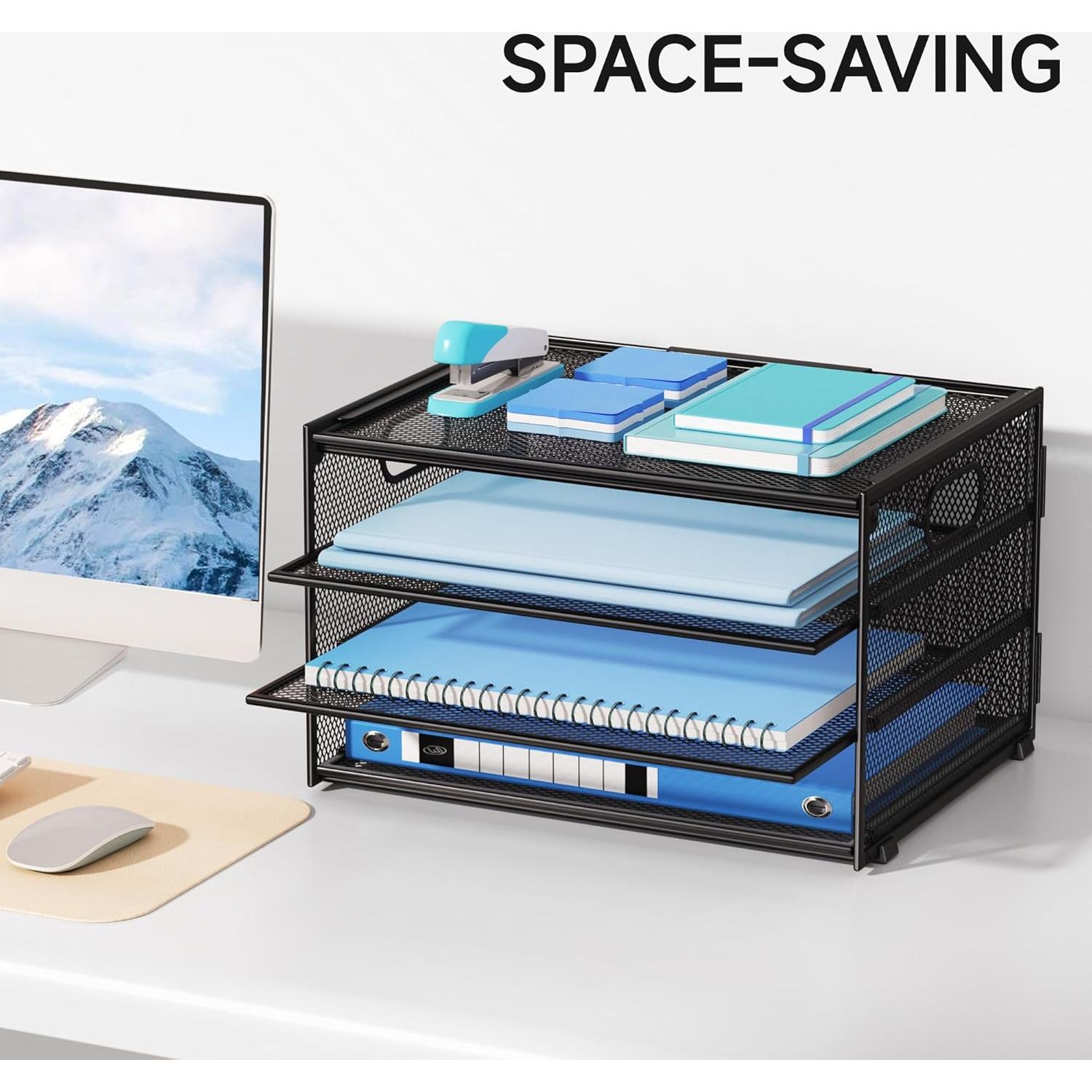 Organizador de Escritorio Lavatino 3 Niveles Metal Negro