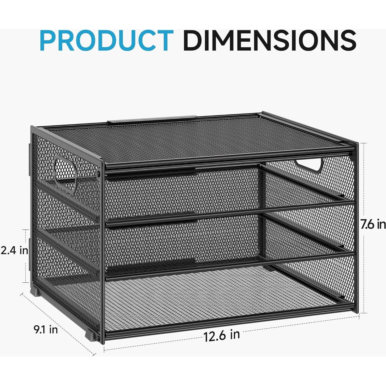 Organizador de Escritorio Lavatino 3 Niveles Metal Negro