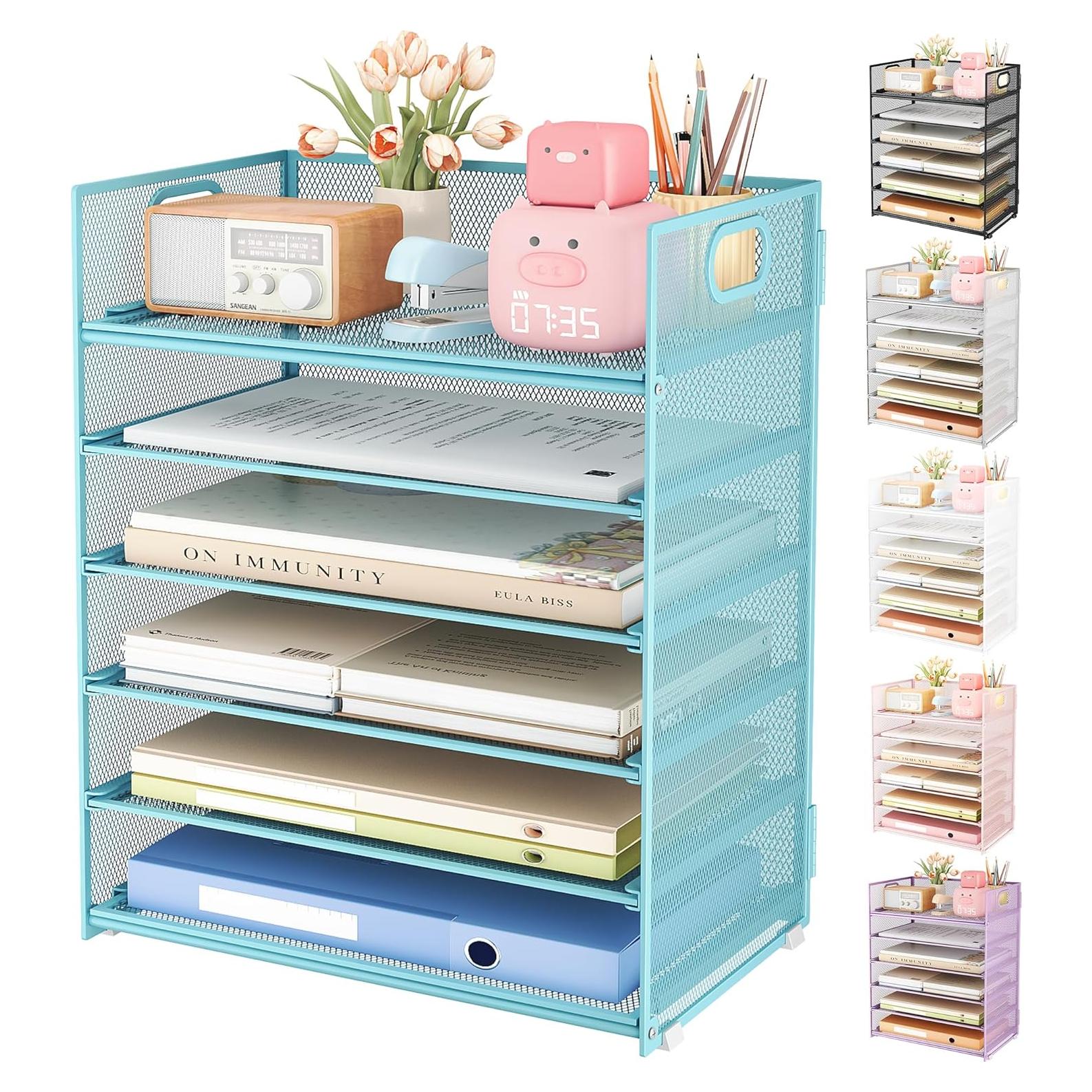 Organizador de Escritorio SUBEKYU 6 Niveles Malla Azul