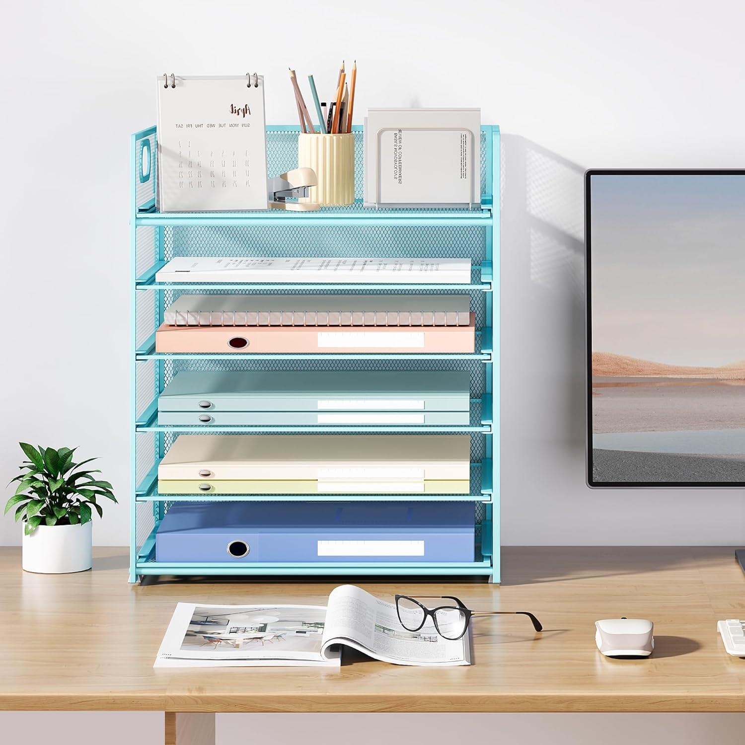 Organizador de Escritorio SUBEKYU 6 Niveles Malla Azul