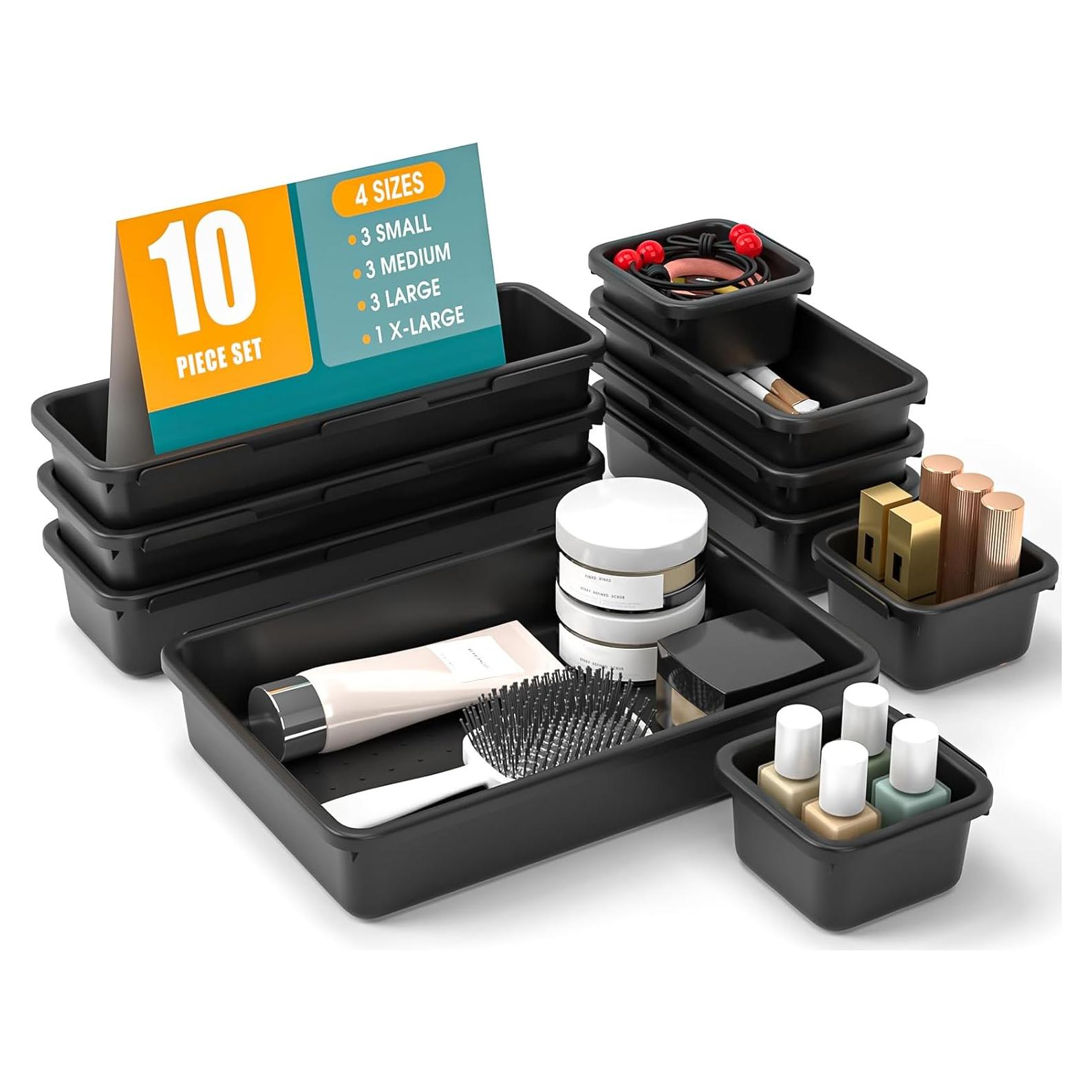 Juego de 10 organizadores de cajones StoreHappily - Plástico negro