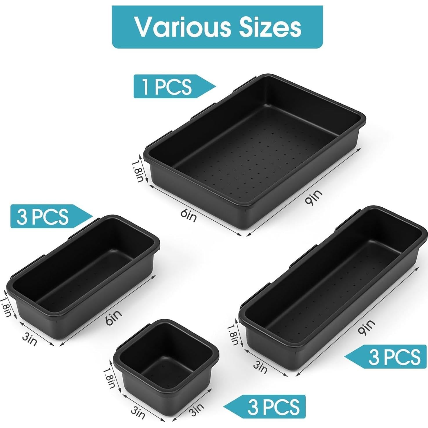 Juego de 10 organizadores de cajones StoreHappily - Plástico negro