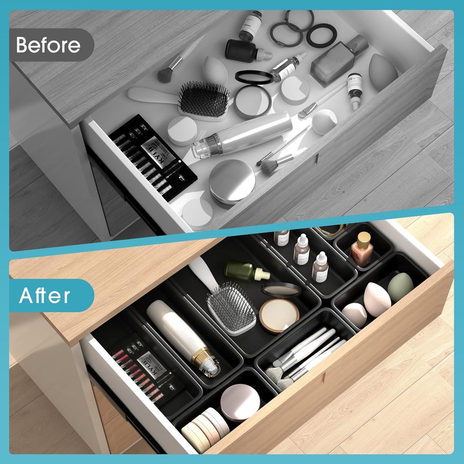 Juego de 10 organizadores de cajones StoreHappily - Plástico negro