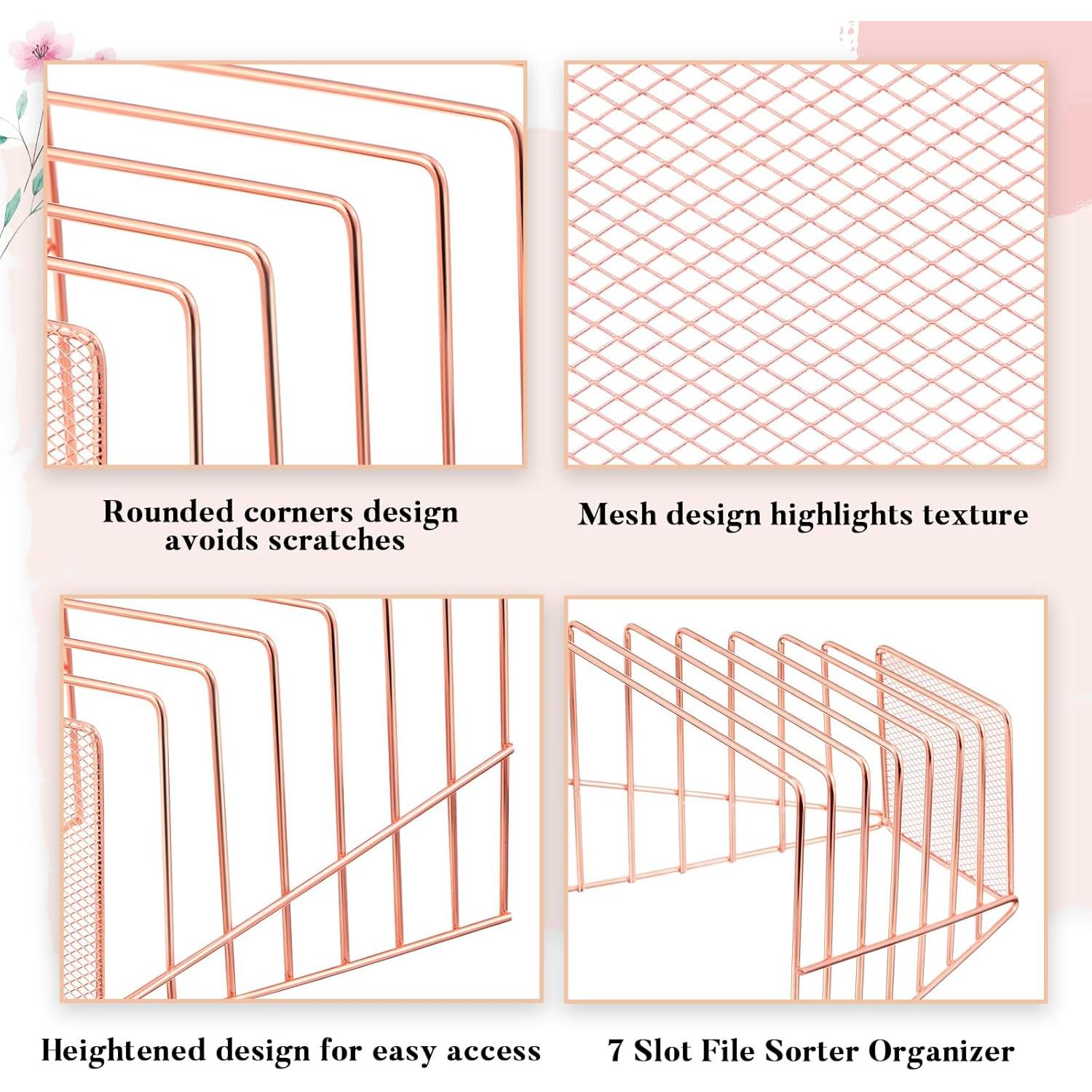 Organizador de Archivos Chivertion 2 Pcs Rosa Dorado 7 Ranuras
