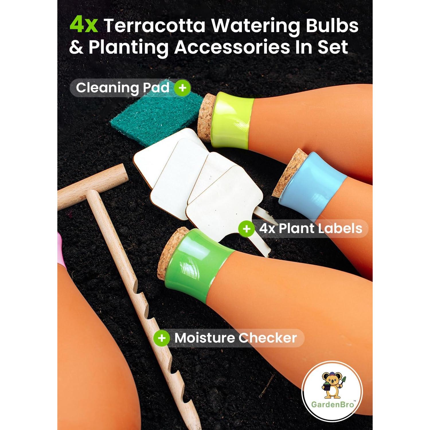 Juego de 4 Ollas de Riego de Terracota GARDENBRO 400 ml