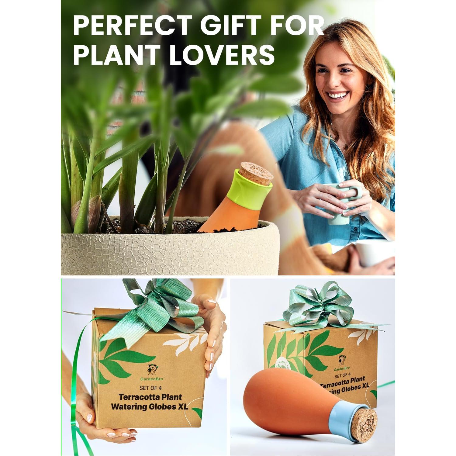 Juego de 4 Ollas de Riego de Terracota GARDENBRO 400 ml