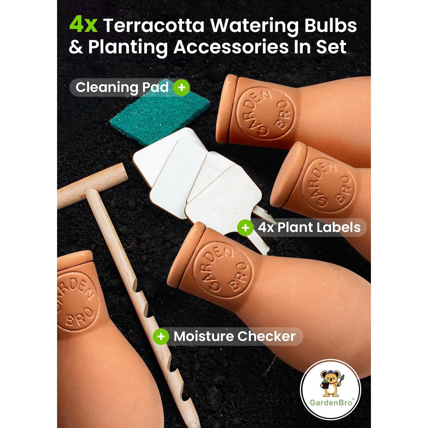 4 Ollas de Riego Automático de Terracota 400ml Gardenbro