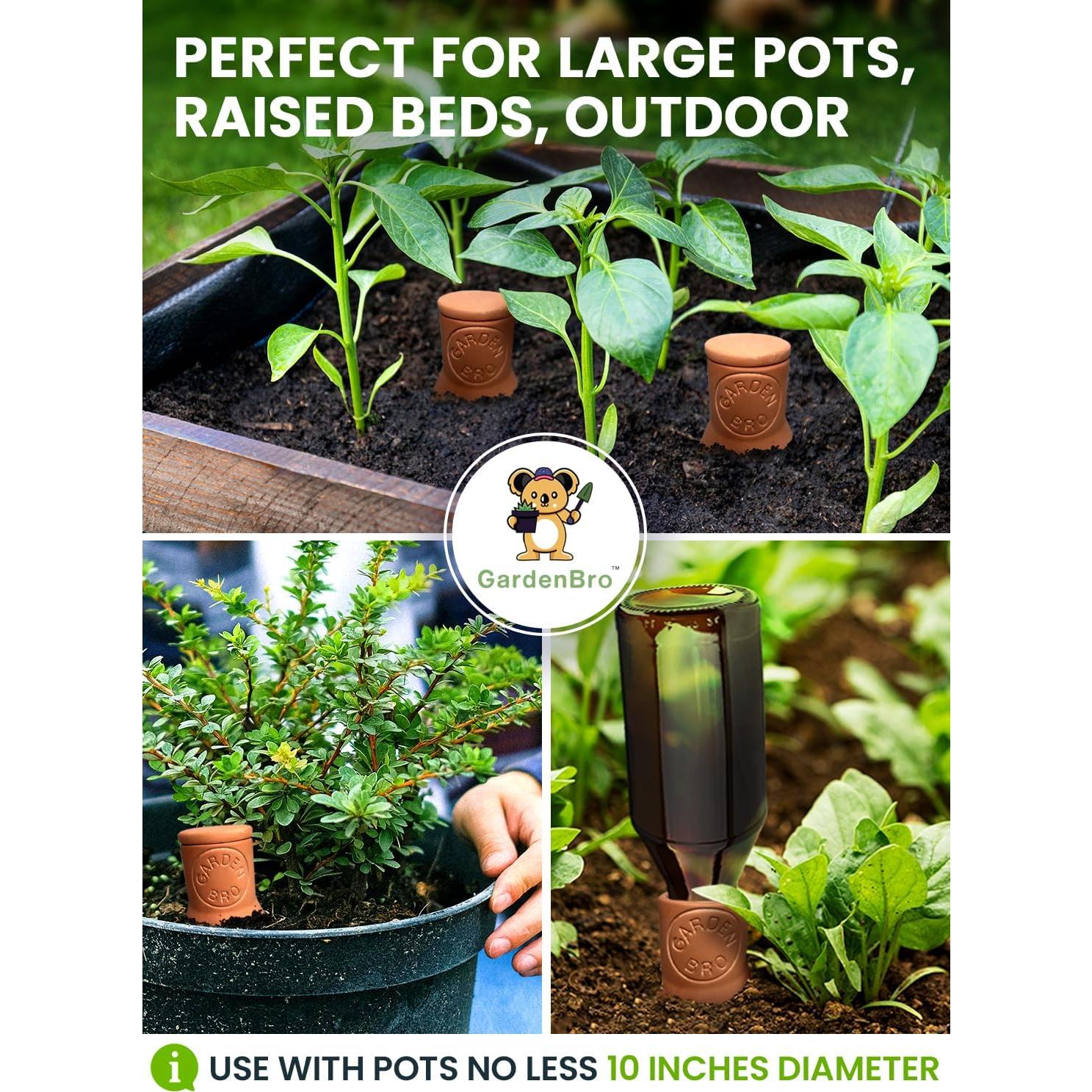 4 Ollas de Riego Automático de Terracota 400ml Gardenbro