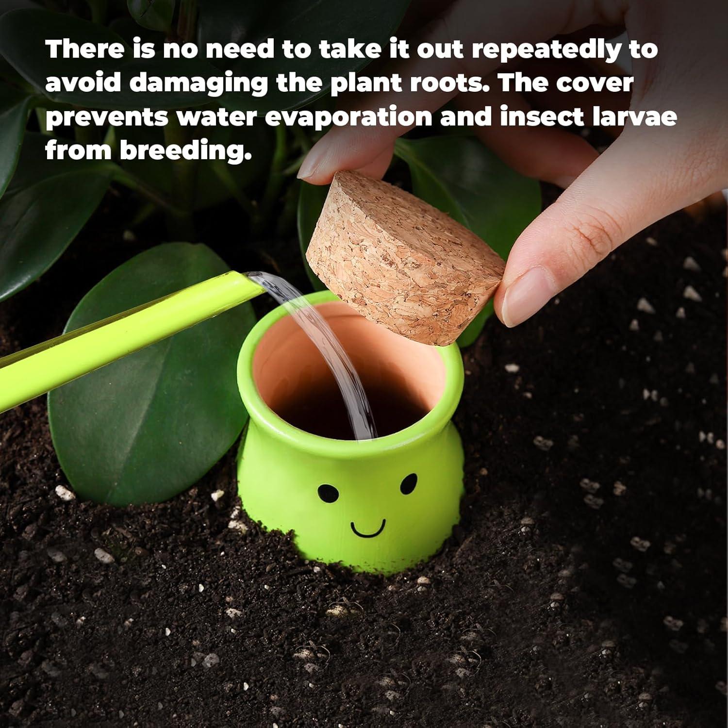 Ollas de Autorriego KGCCIZI 4 Pcs Terracota Verde 0.33L