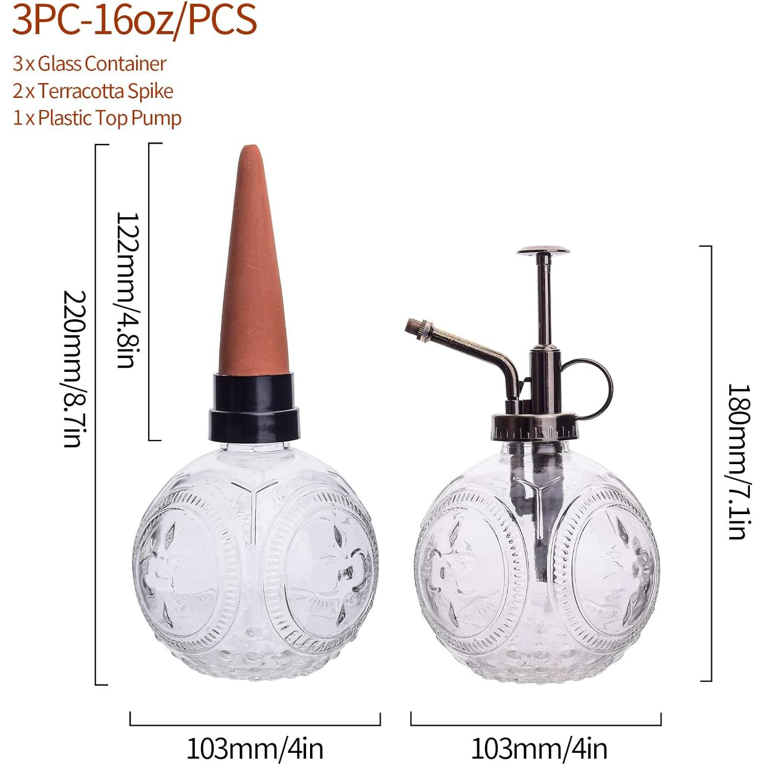 Juego de 3 Esferas de Riego Automático Ltzmcmy de Vidrio 473ml