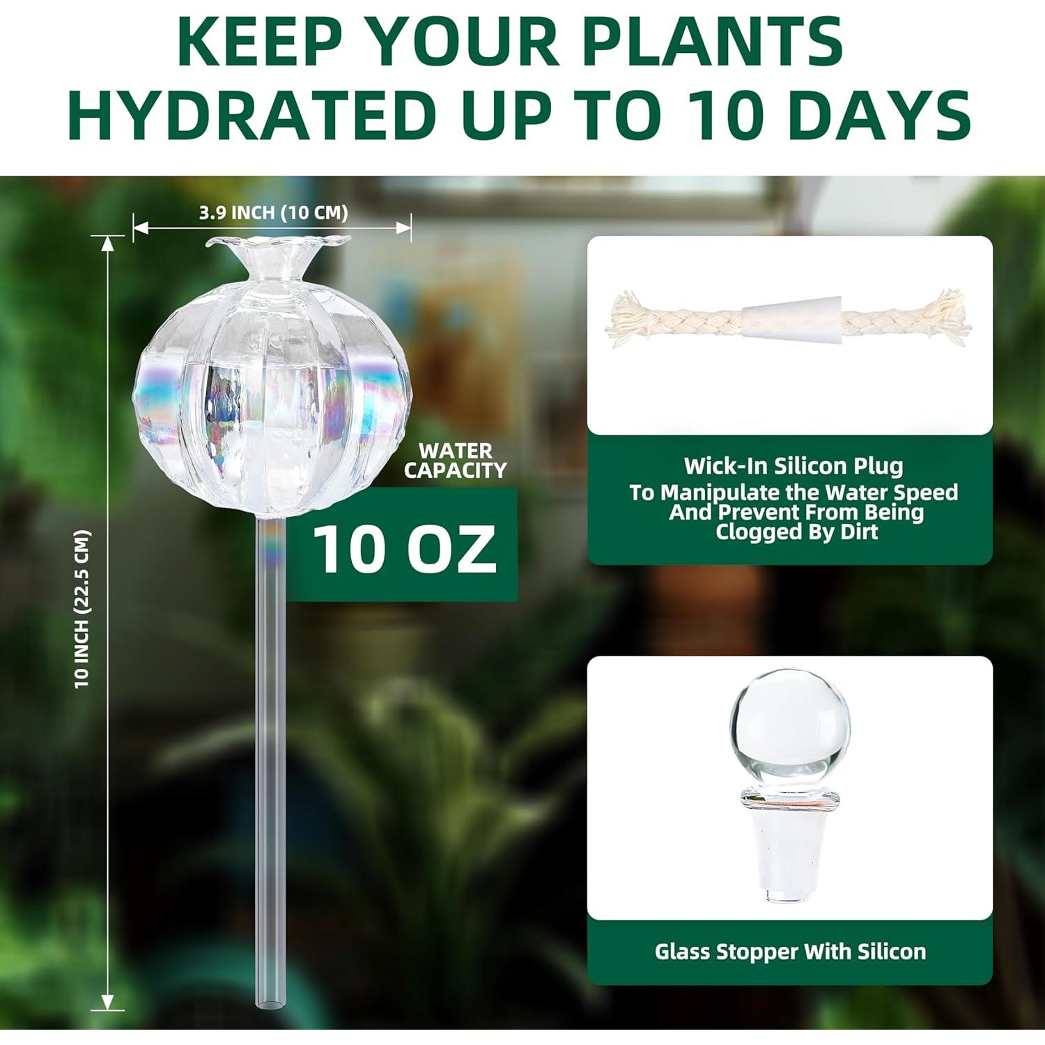 Esferas de Riego Automático Soilagua 10 oz para Plantas - 2 Paquete