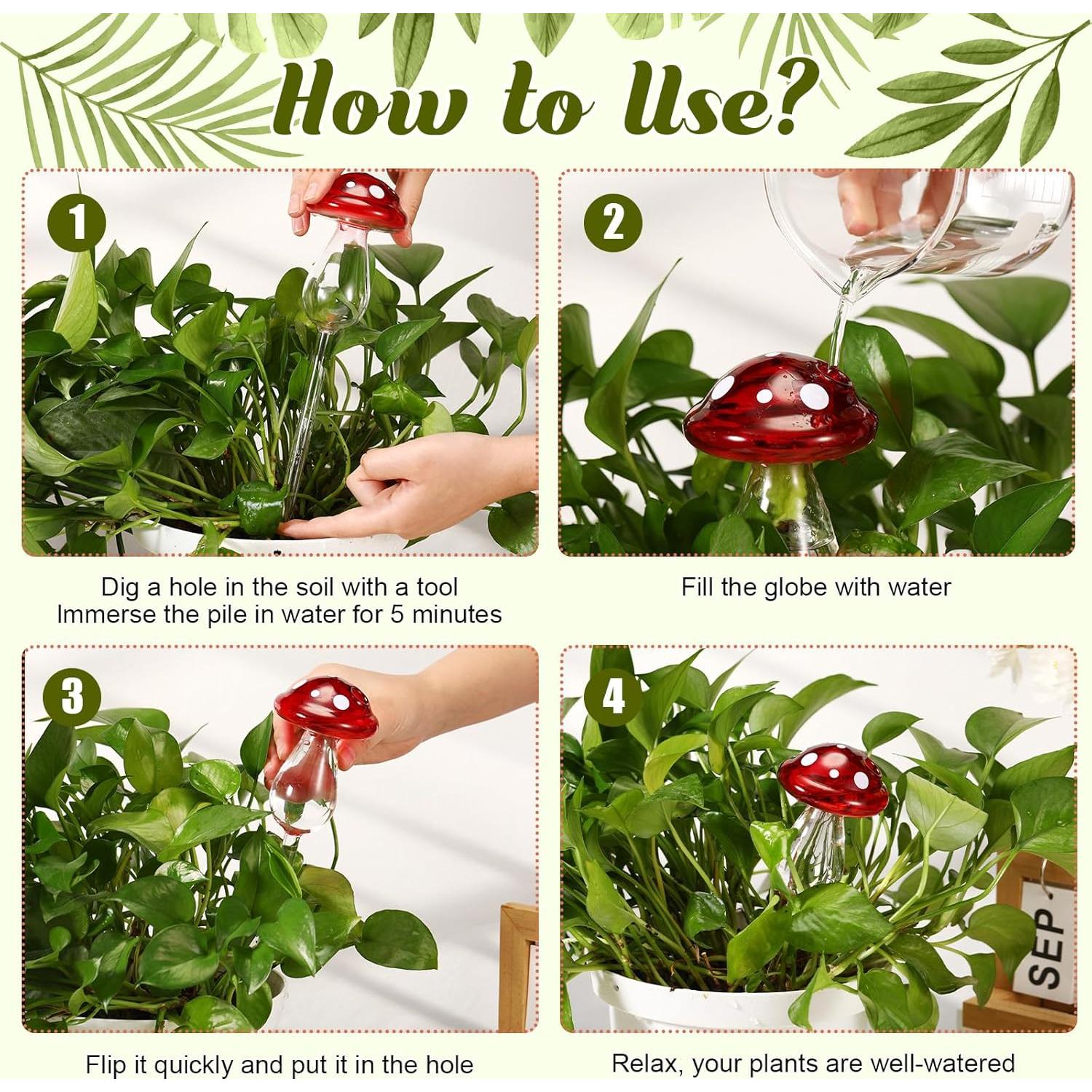 Weysat 4 Esferas de Riego Automático de Vidrio para Plantas