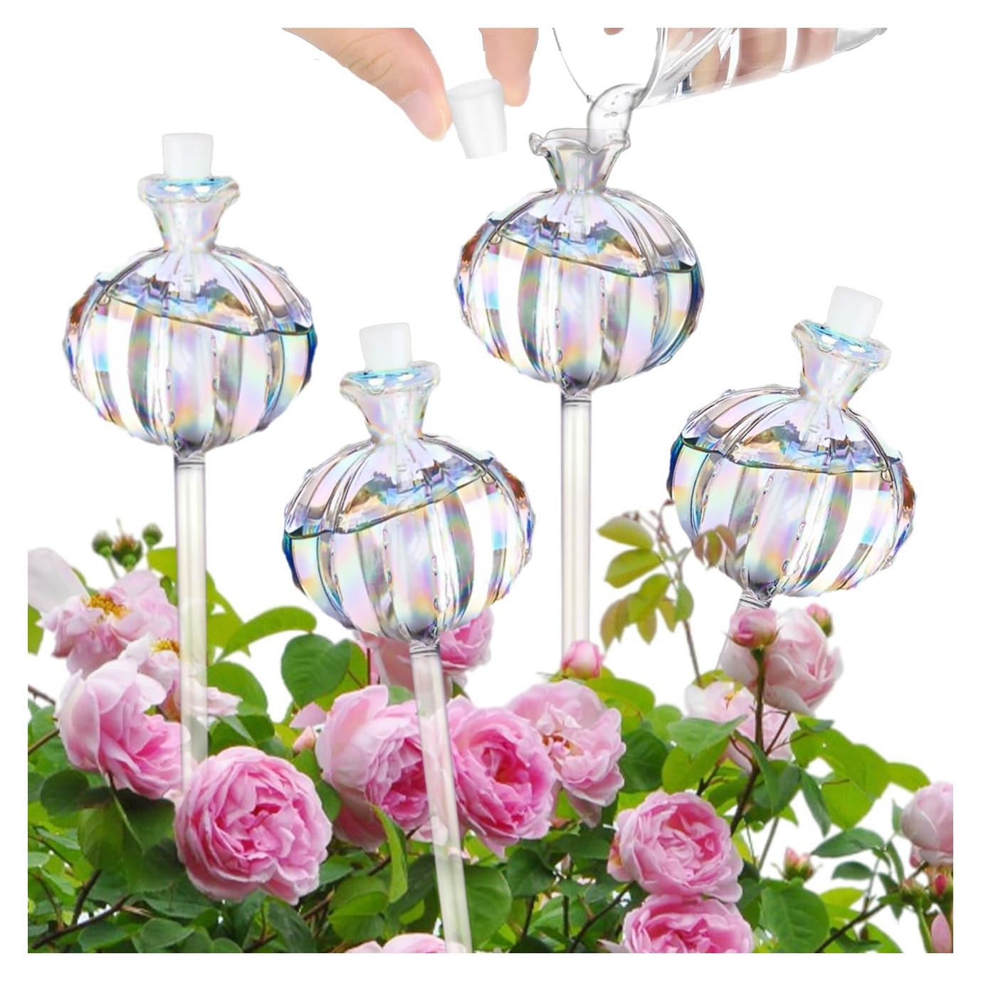 Esferas de Riego para Plantas HONGLINSONG 4 PCS Vidrio 140 ML