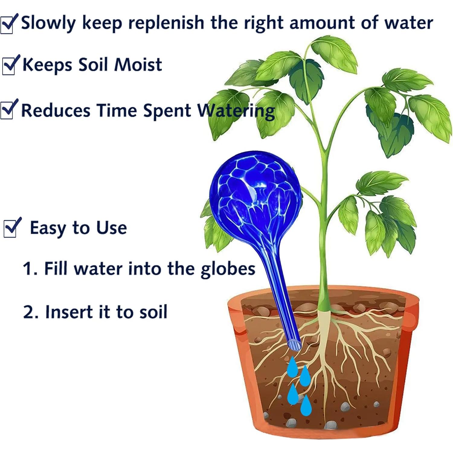 Esferas de Riego Automático Logresy - Paquete de 6 Vidrio Colorido