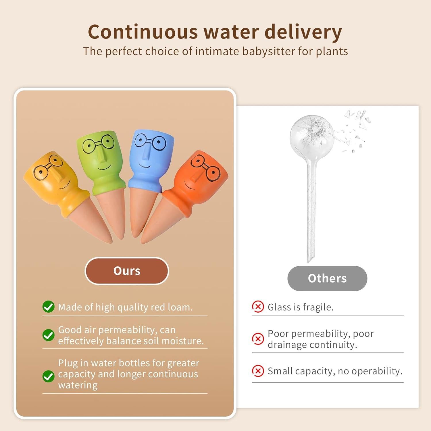 4 Dispositivos de Riego Automático de Terracota TCULIHWY 10 cm