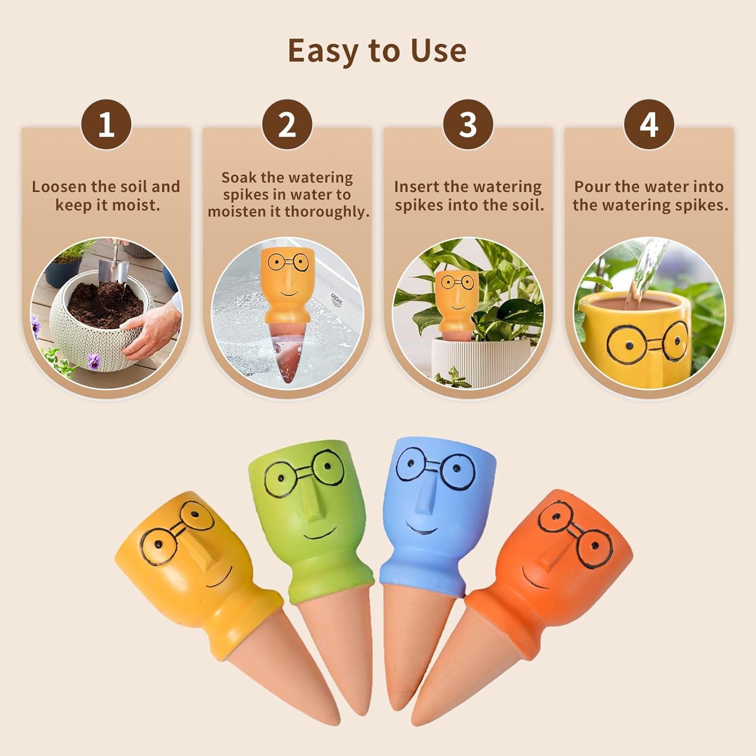 4 Dispositivos de Riego Automático de Terracota TCULIHWY 10 cm