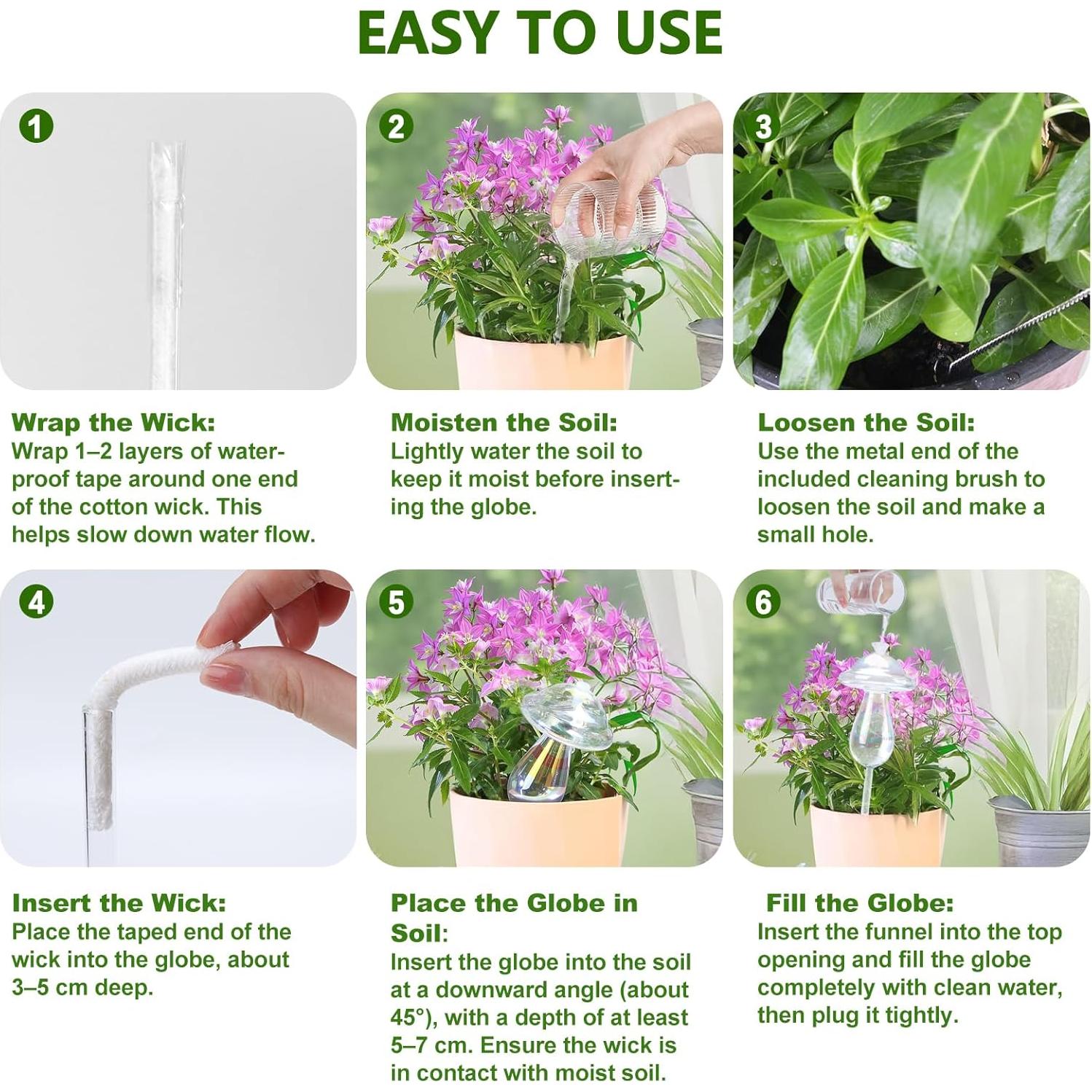 4 PCS Esferas de Riego Automático Histely 350ML Vidrio Iridiscente