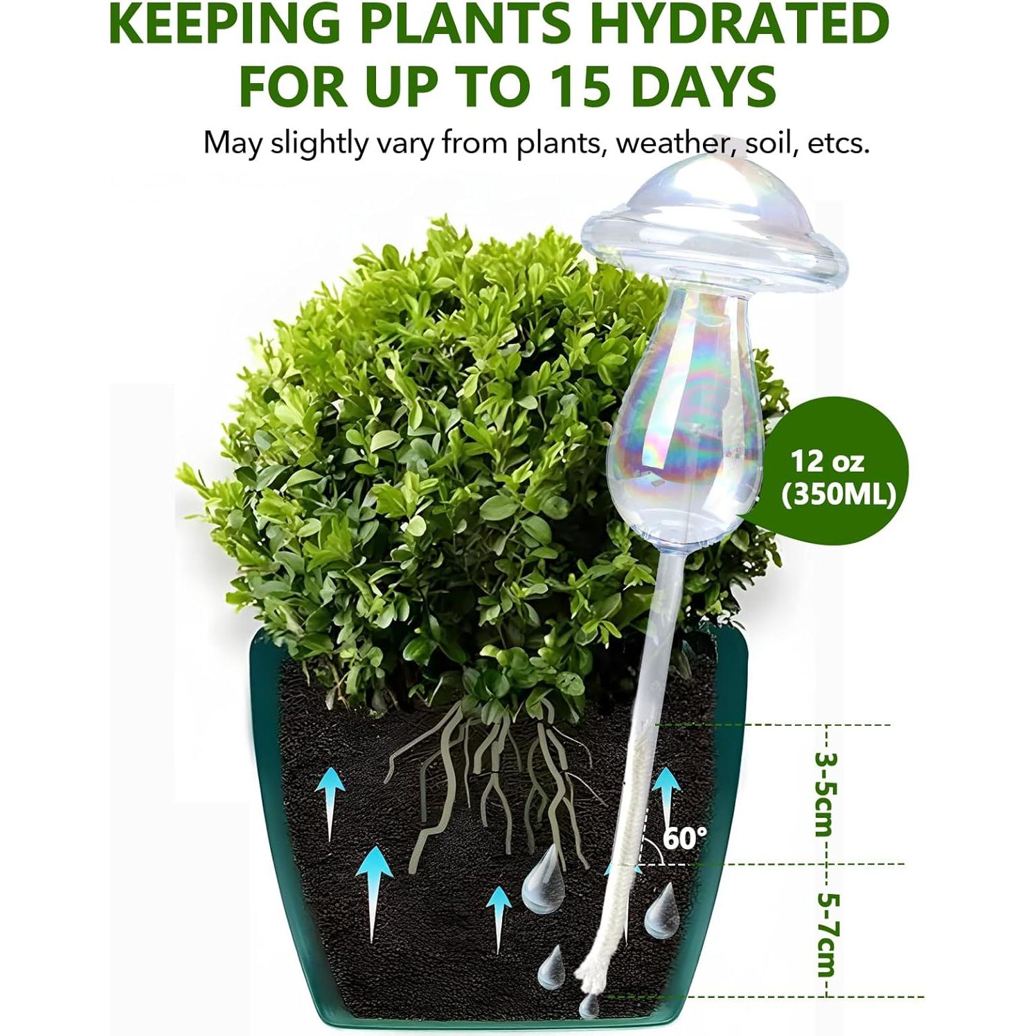 4 PCS Esferas de Riego Automático Histely 350ML Vidrio Iridiscente