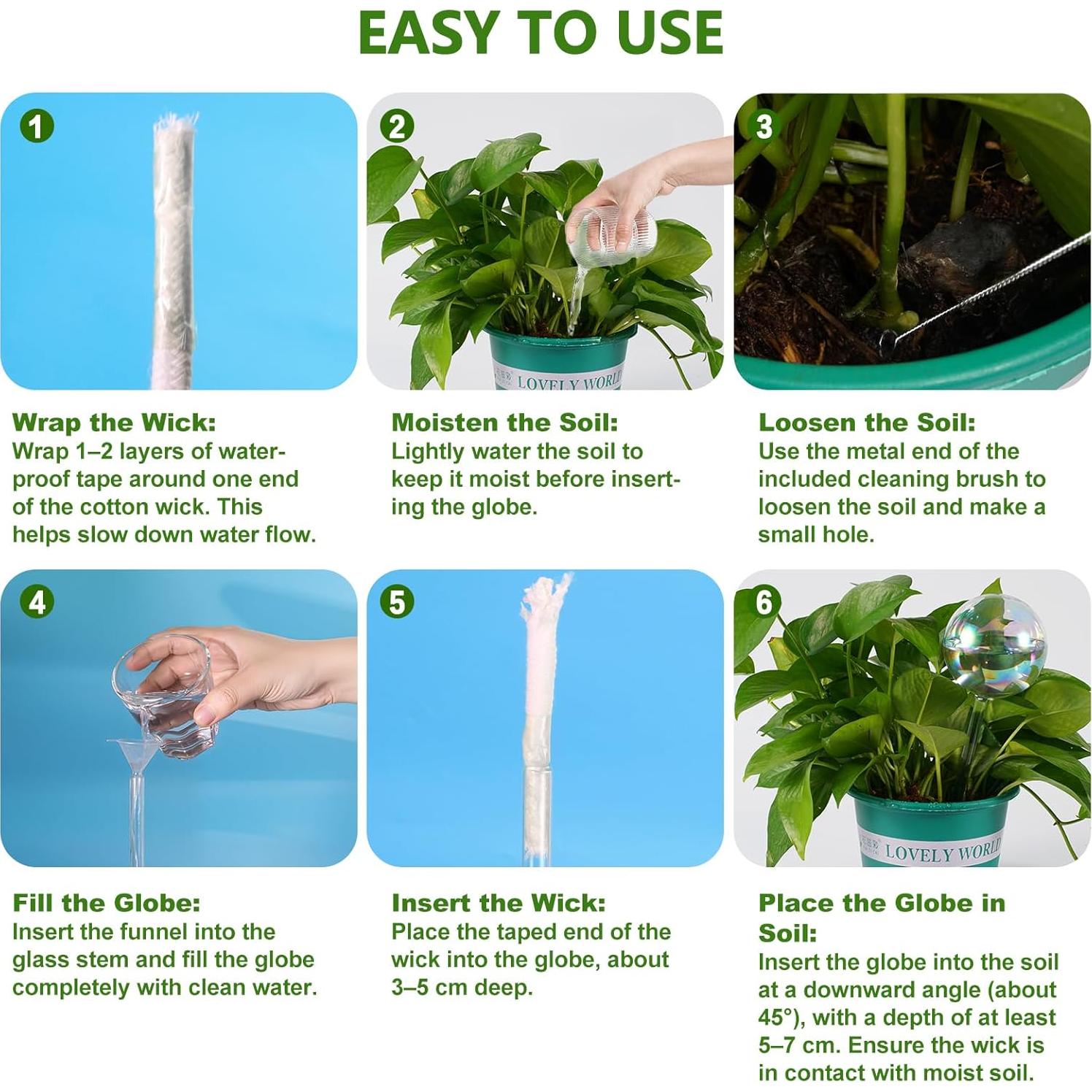 4PCS Esferas de Riego Automáticas Histely 368.5ml Vidrio