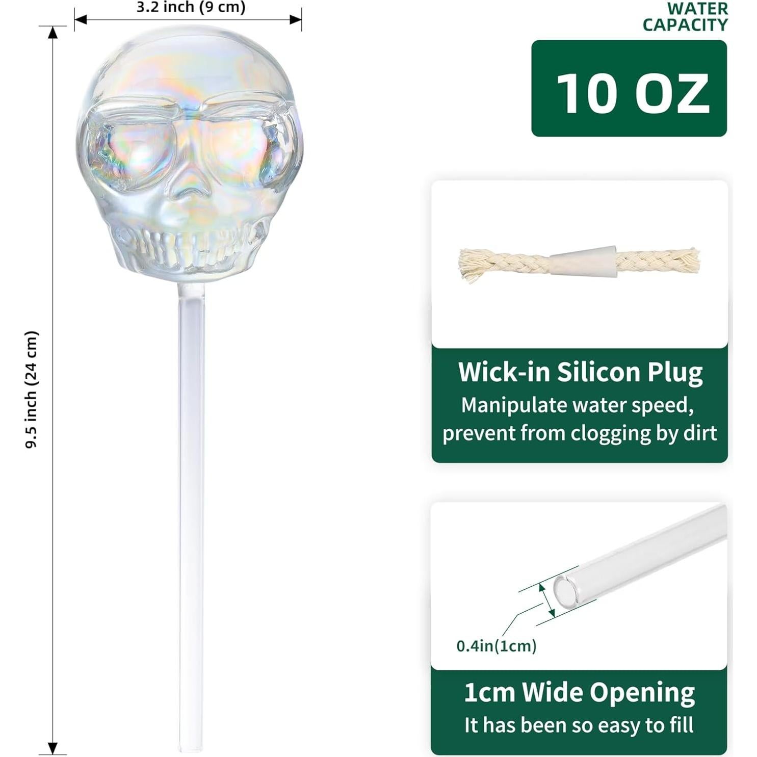 Esferas de Riego de Cristal Calavera Soilauga 10 oz - Paquete de 2