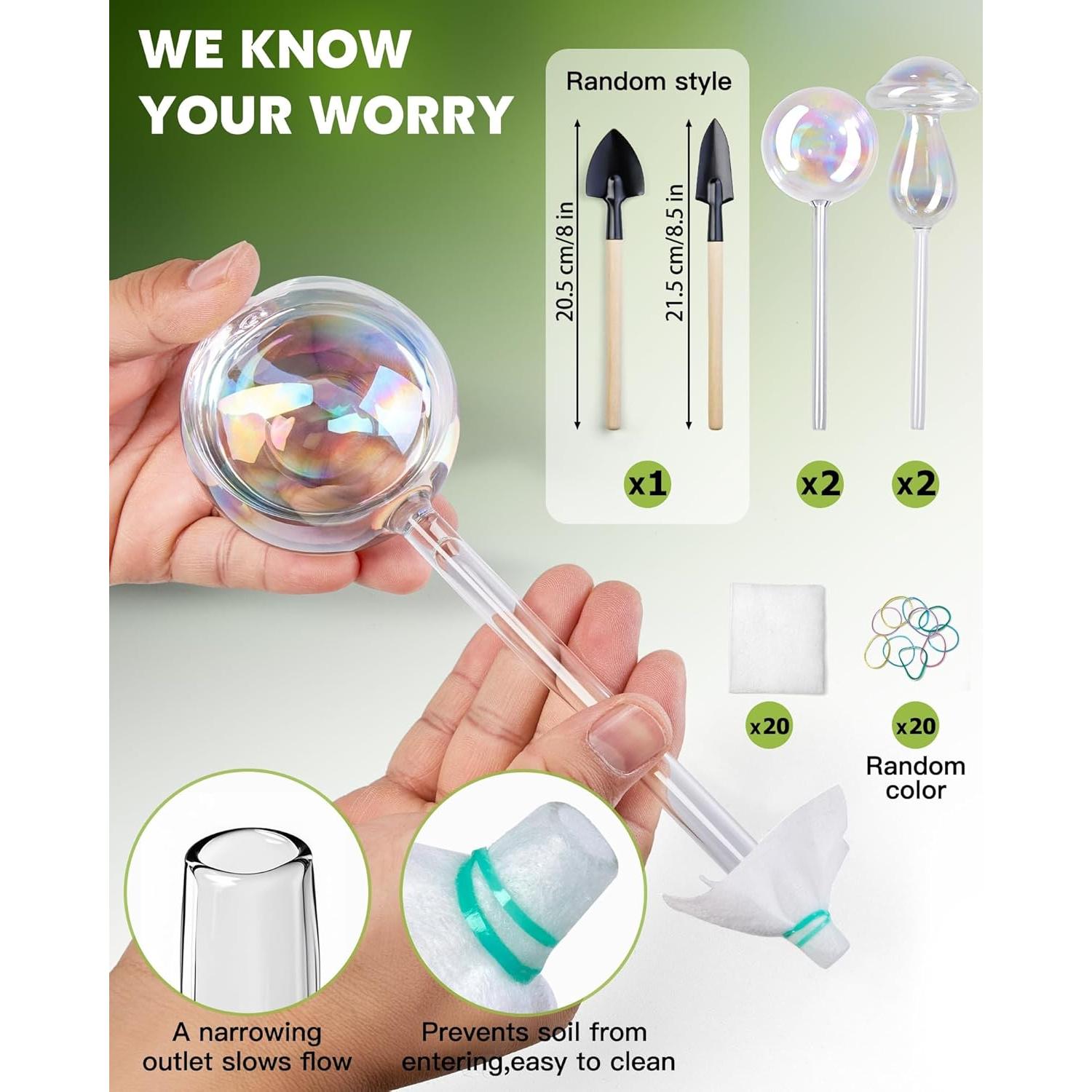 Esferas de Riego Automático de Vidrio Iridiscente ZhenD - Paquete de 4