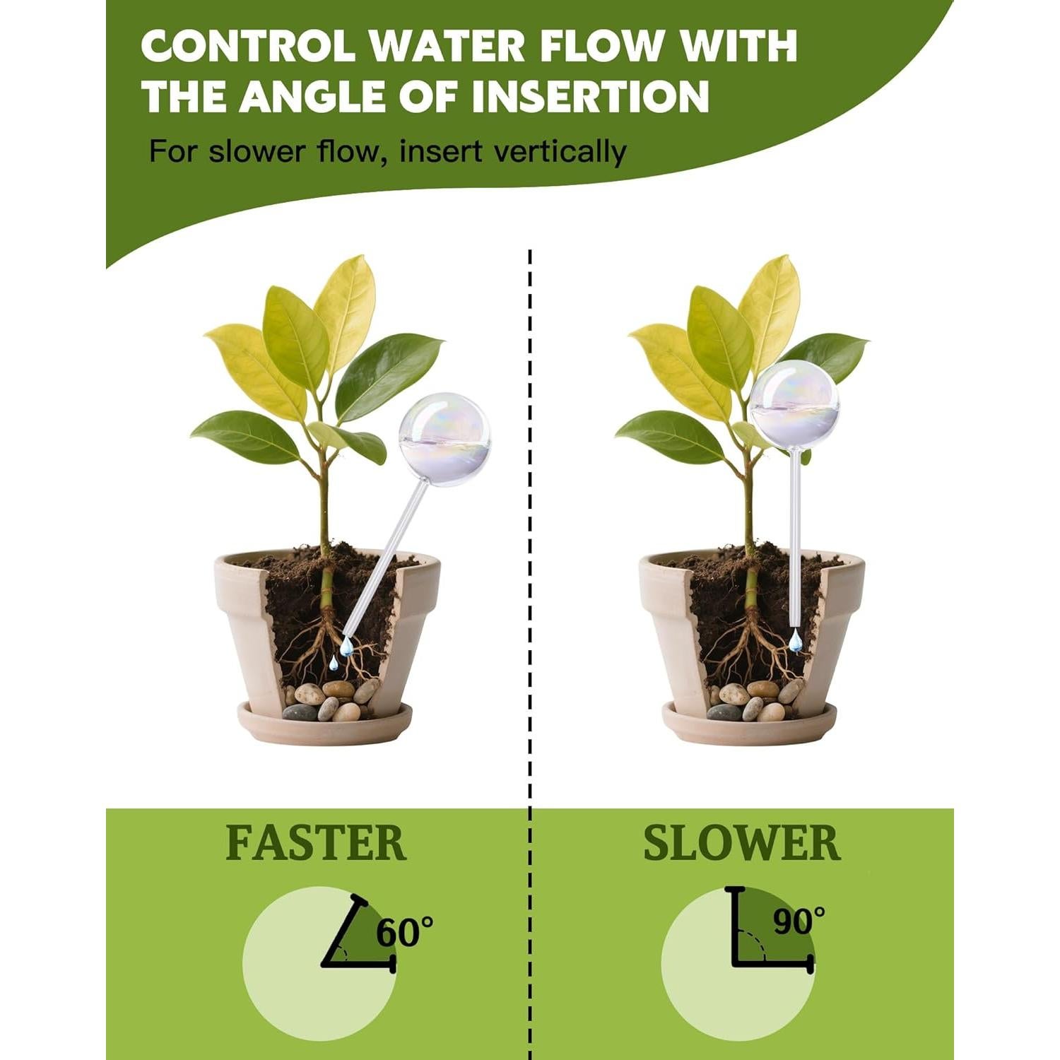 Esferas de Riego Automático de Vidrio Iridiscente ZhenD - Paquete de 4