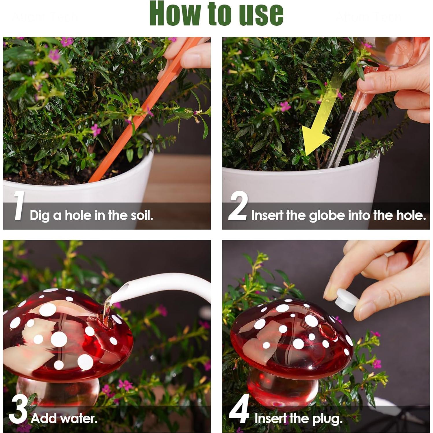 Conjunto de 3 Bombillas de Riego Automático de Vidrio NiHome