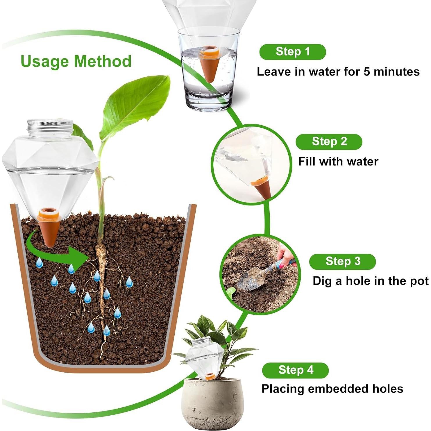 Esferas de Riego Ansberta 6 Pcs Diamante 500 ml para Plantas