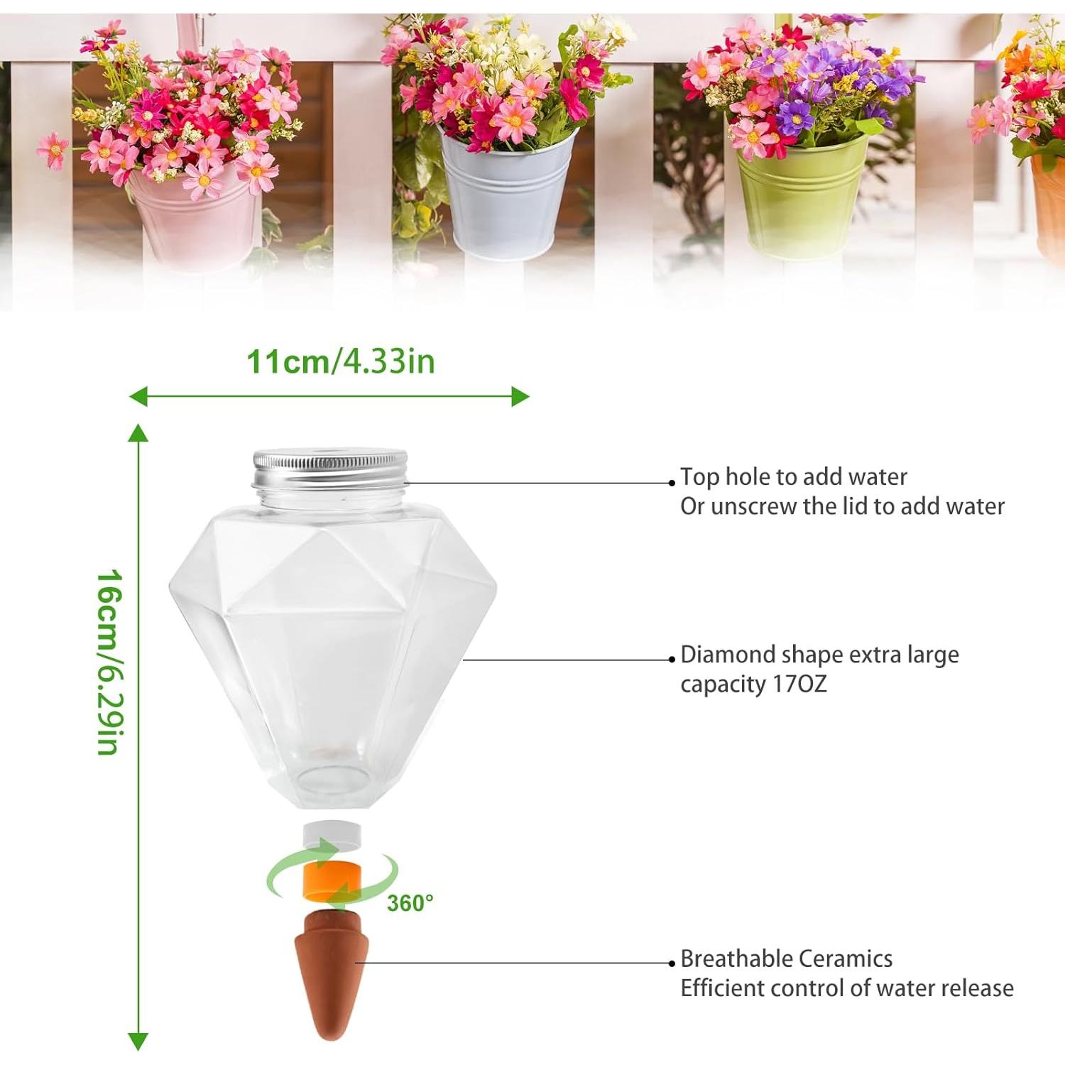 Esferas de Riego Ansberta 6 Pcs Diamante 500 ml para Plantas