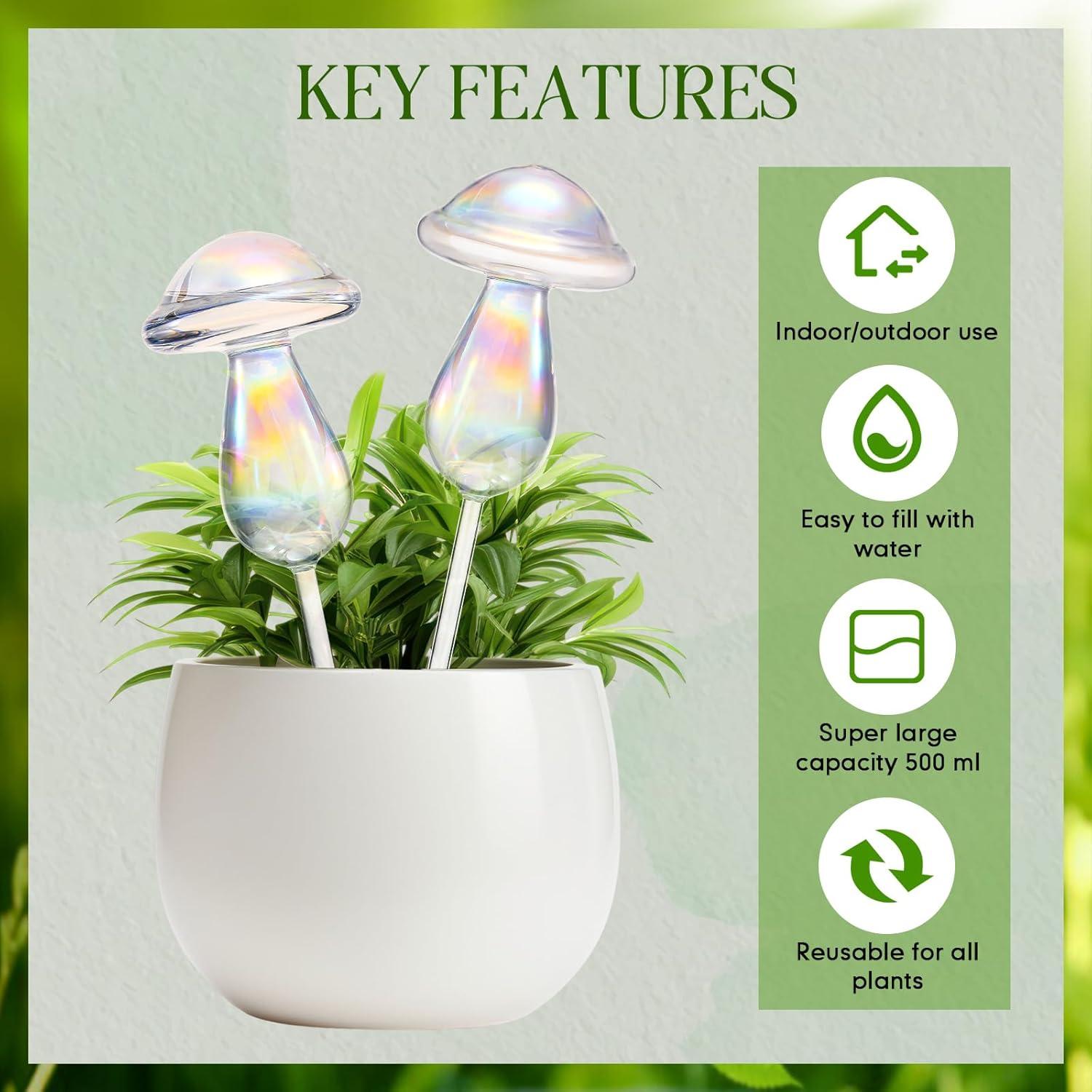 2 Esferas de Riego Automático de Vidrio 500 ml para Plantas