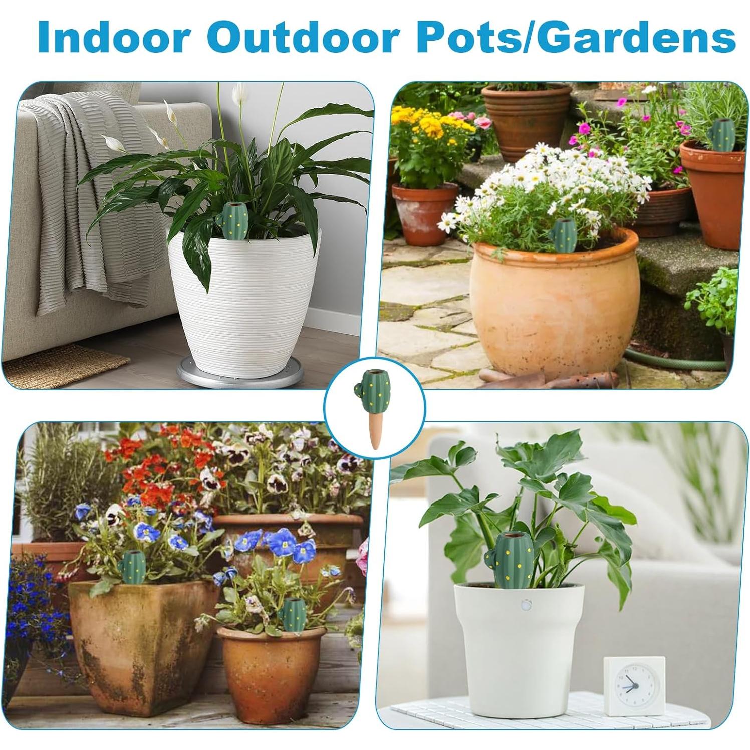 4 Estacas de Riego de Terracota Smefutong para Plantas