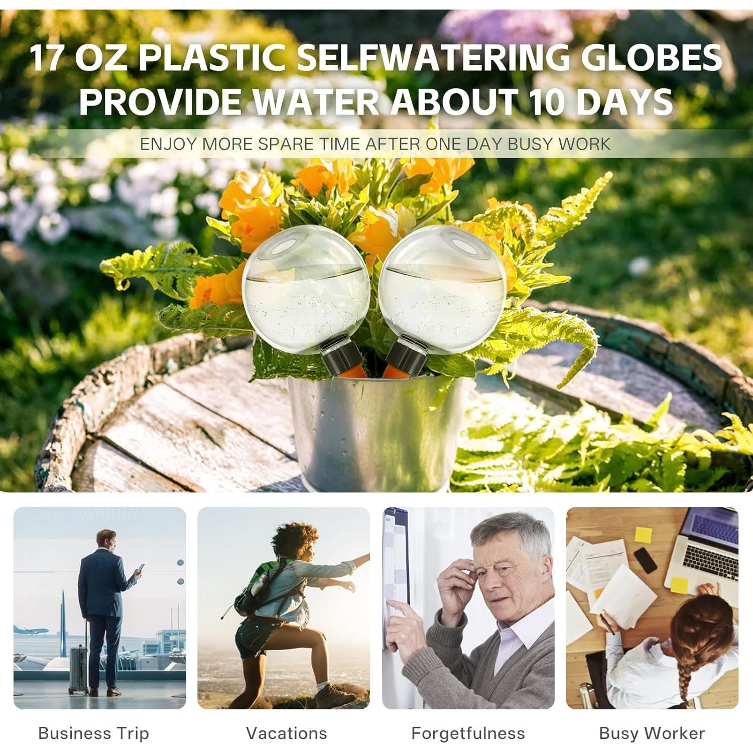 Paquete de 2 Esferas de Autorriego Shengyi 500ml para Plantas