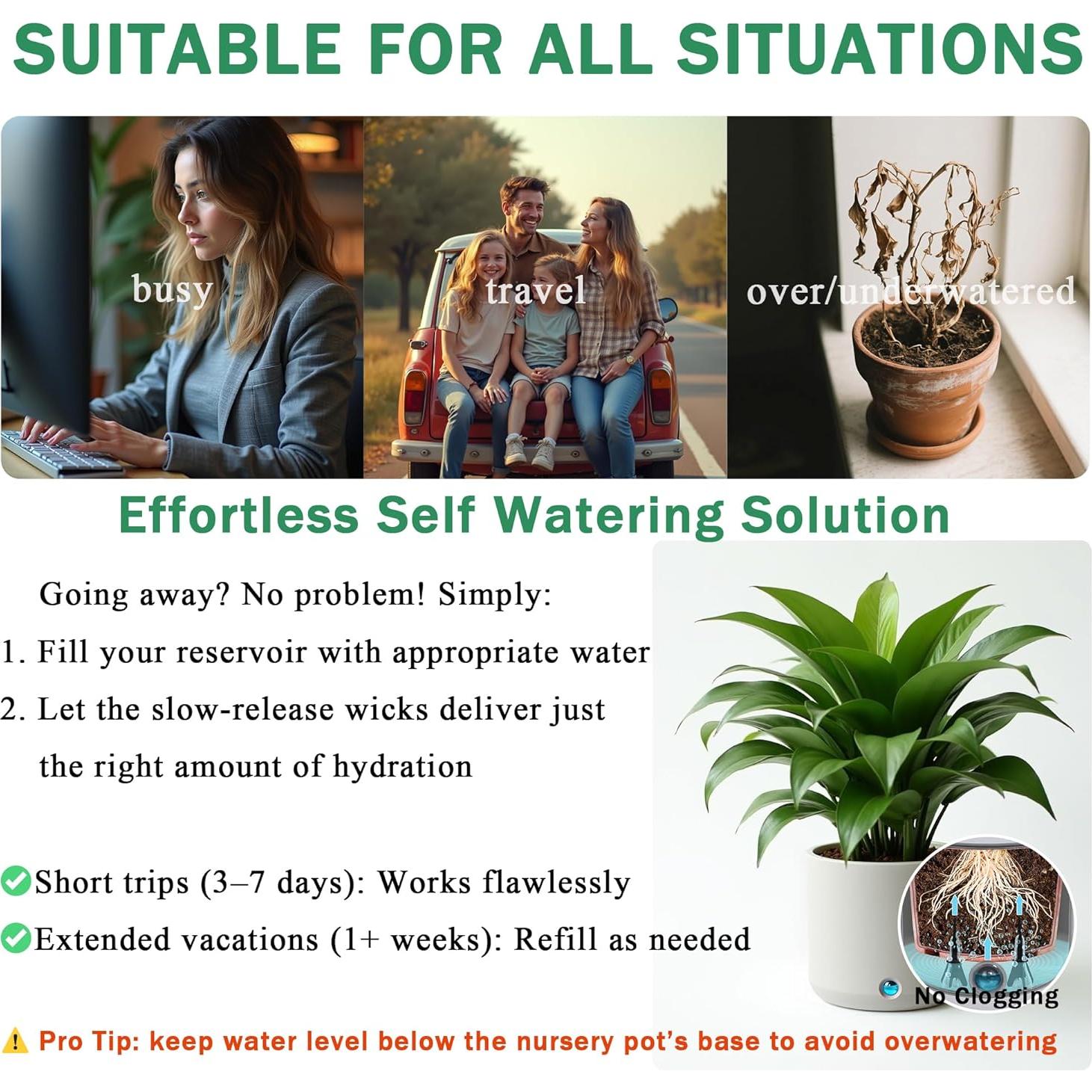 Picos de Autorriego GreenShip - 4 Unidades para Macetas 12-30 cm