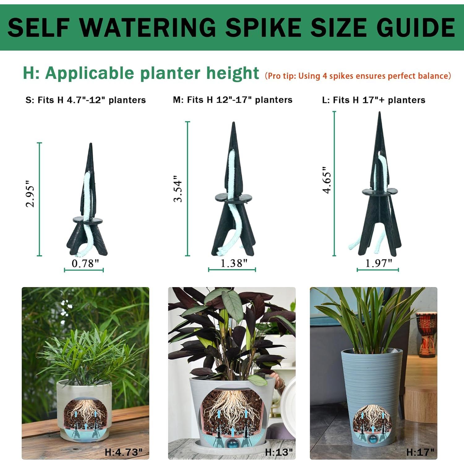 Picos de Autorriego GreenShip - 4 Unidades para Macetas 12-30 cm
