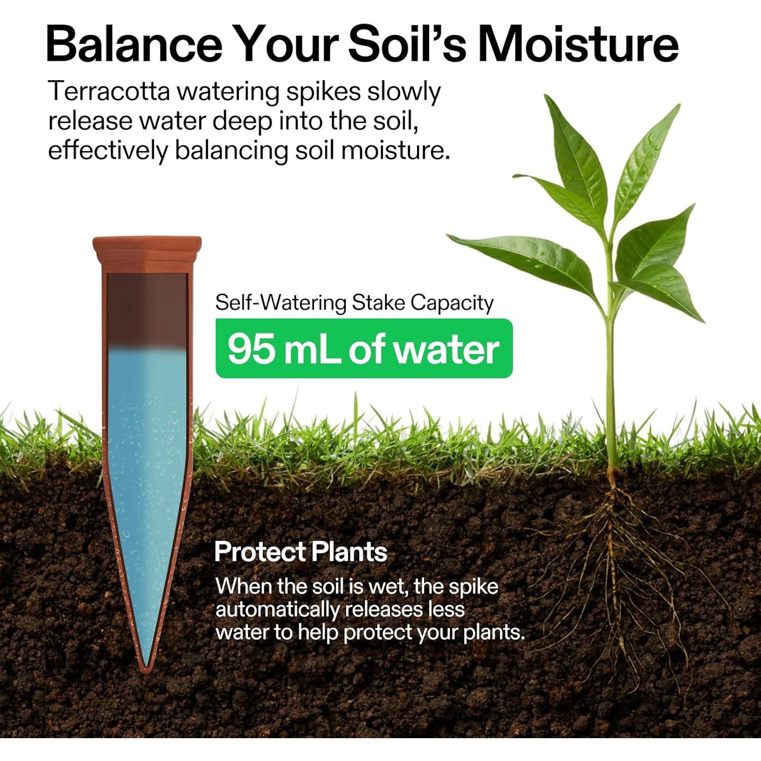 Picos de Autorriego VIVOSUN - Paquete de 6 Estacas de Terracota