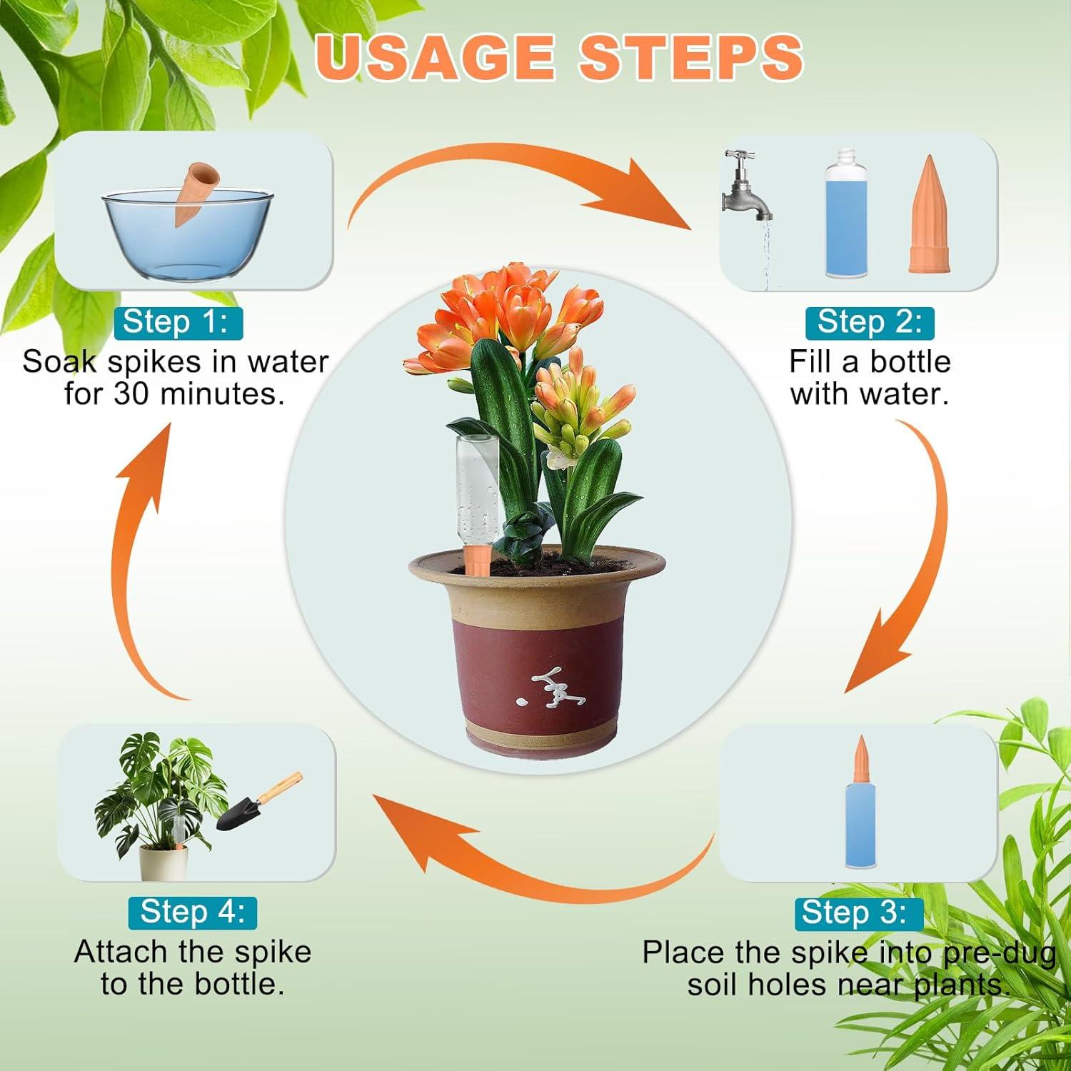 Paquete de 16 Estacas de Riego de Terracota para Plantas